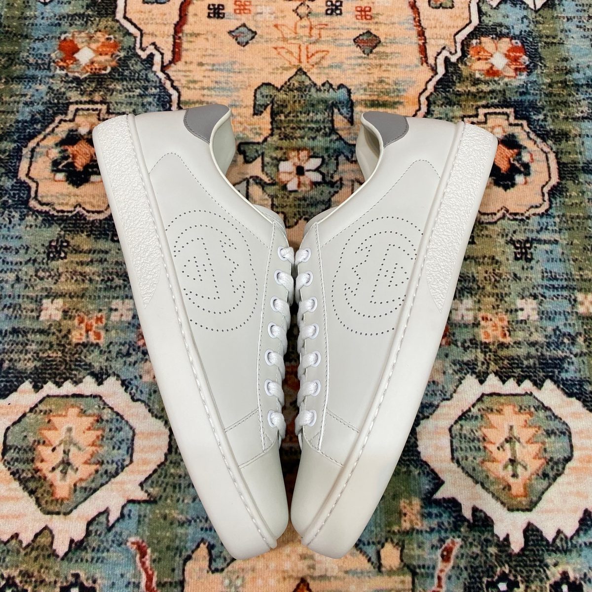 Gucci Interlocking GG White Leather Sneakers