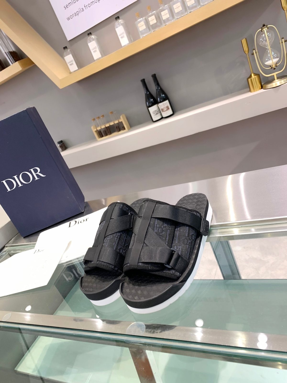 Dior Quilted Nylon Slide Sandals