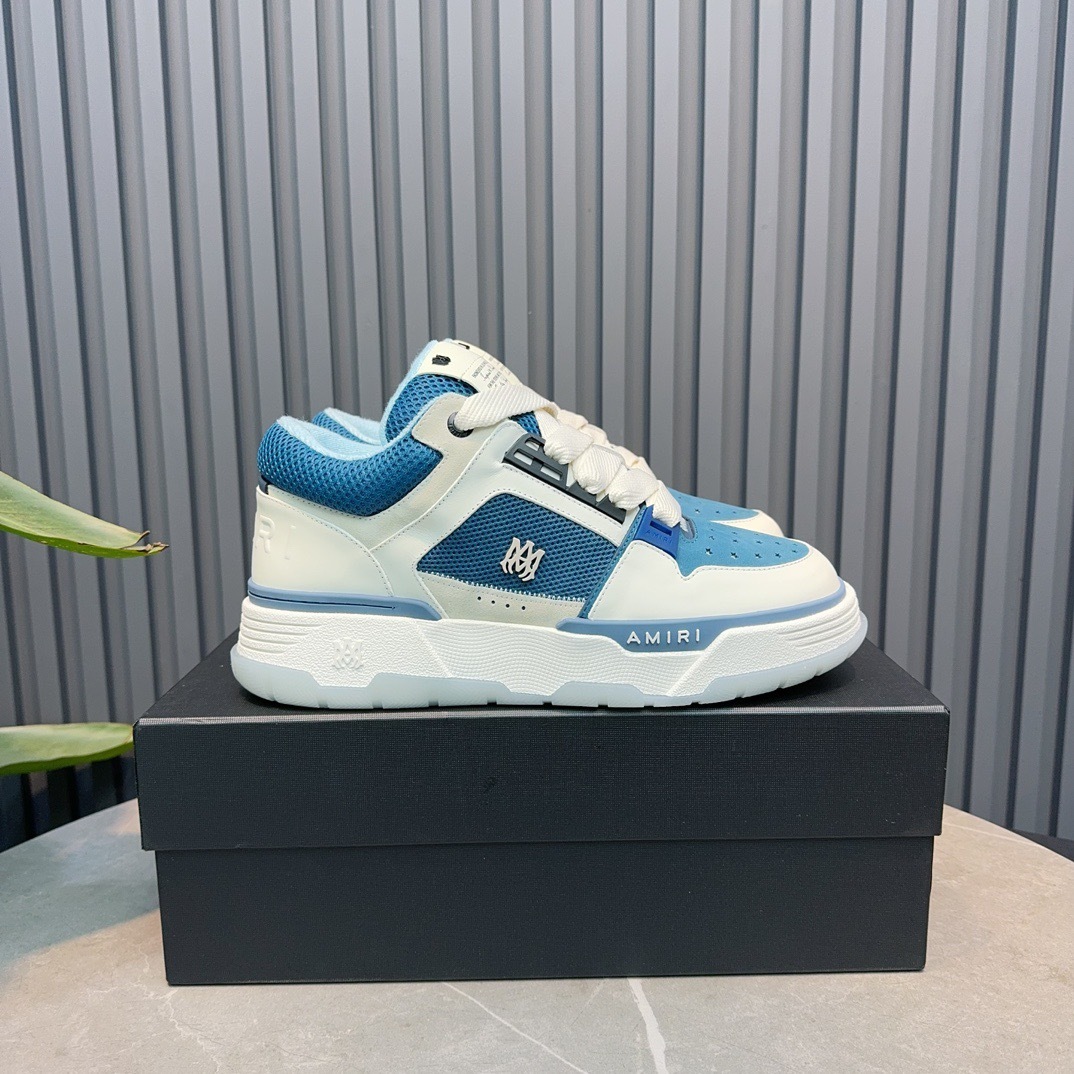 Amiri Leather Low-Top Sneakers Blue White