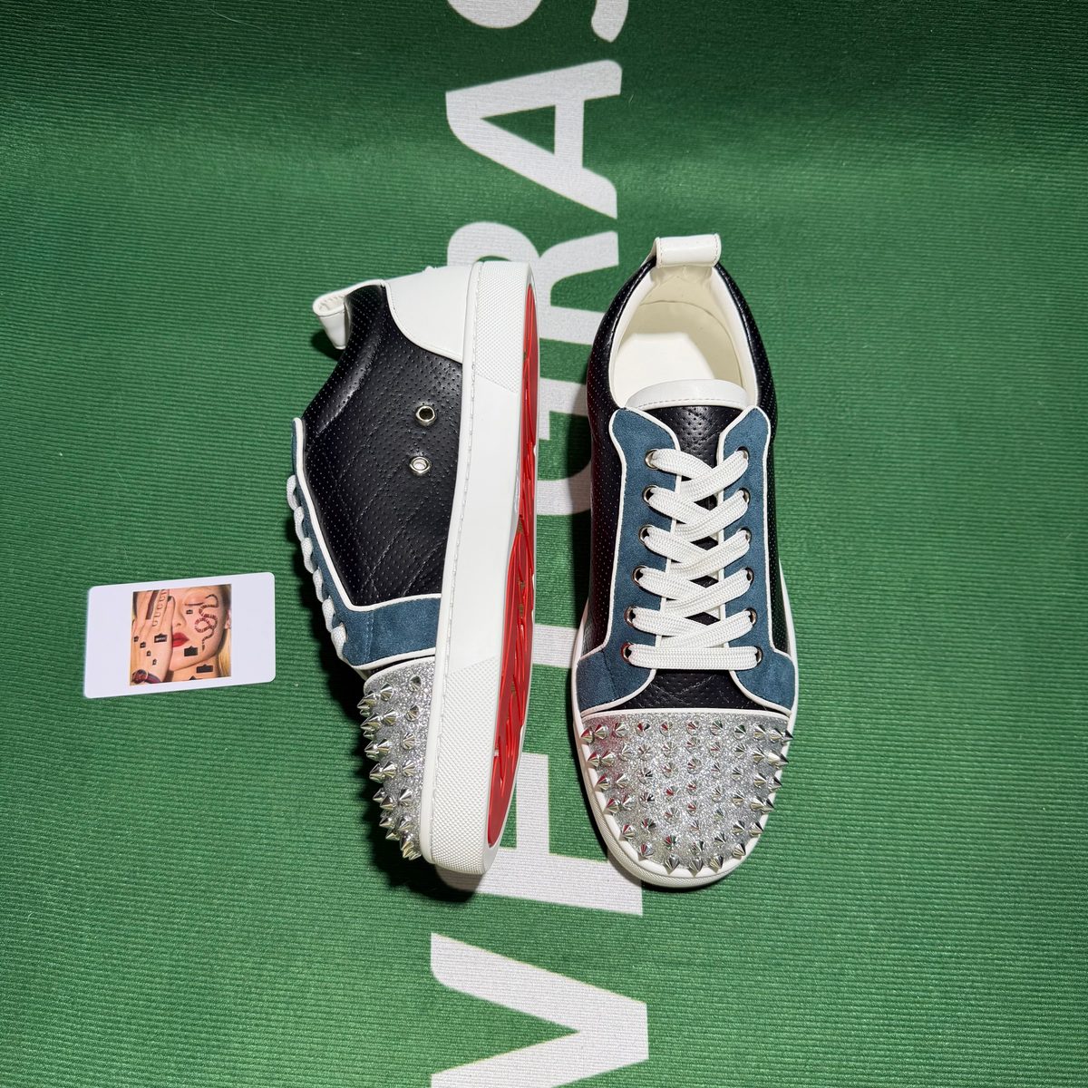 Christian Louboutin Louis Junior Spikes Navy/Black/White