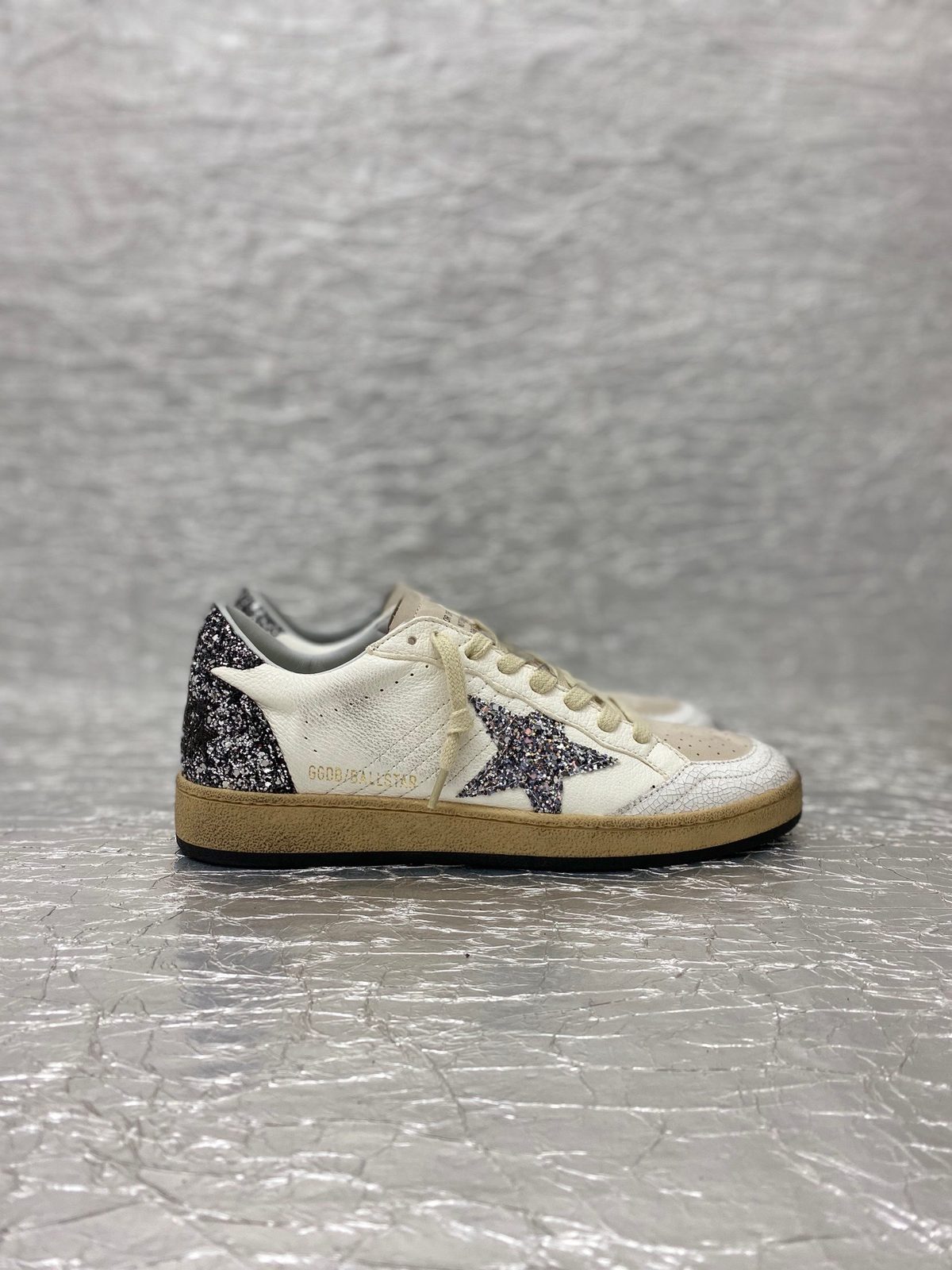 Golden Goose Ball Star White Black Glitter