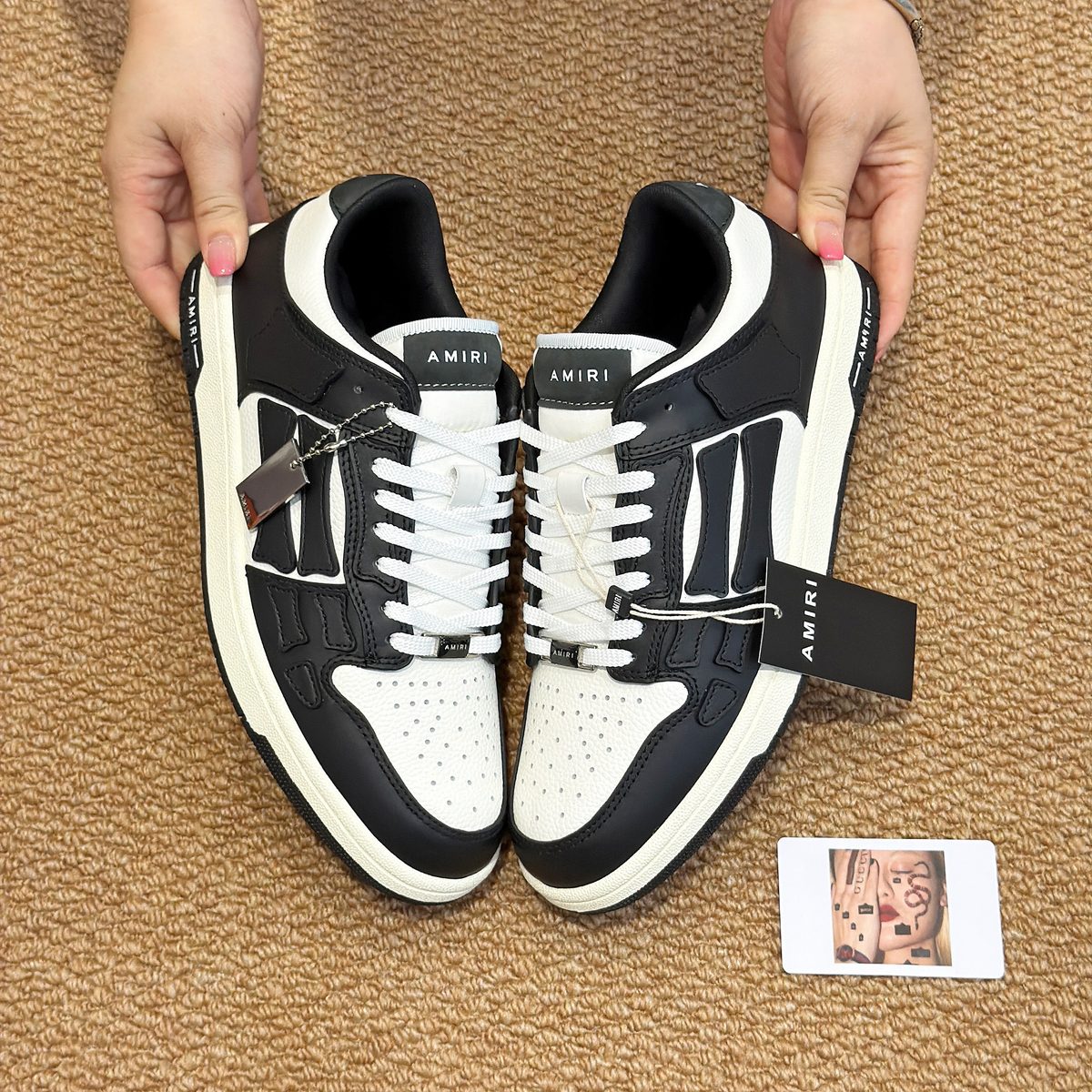 AMIRI Black and White Leather Low-Top Sneakers