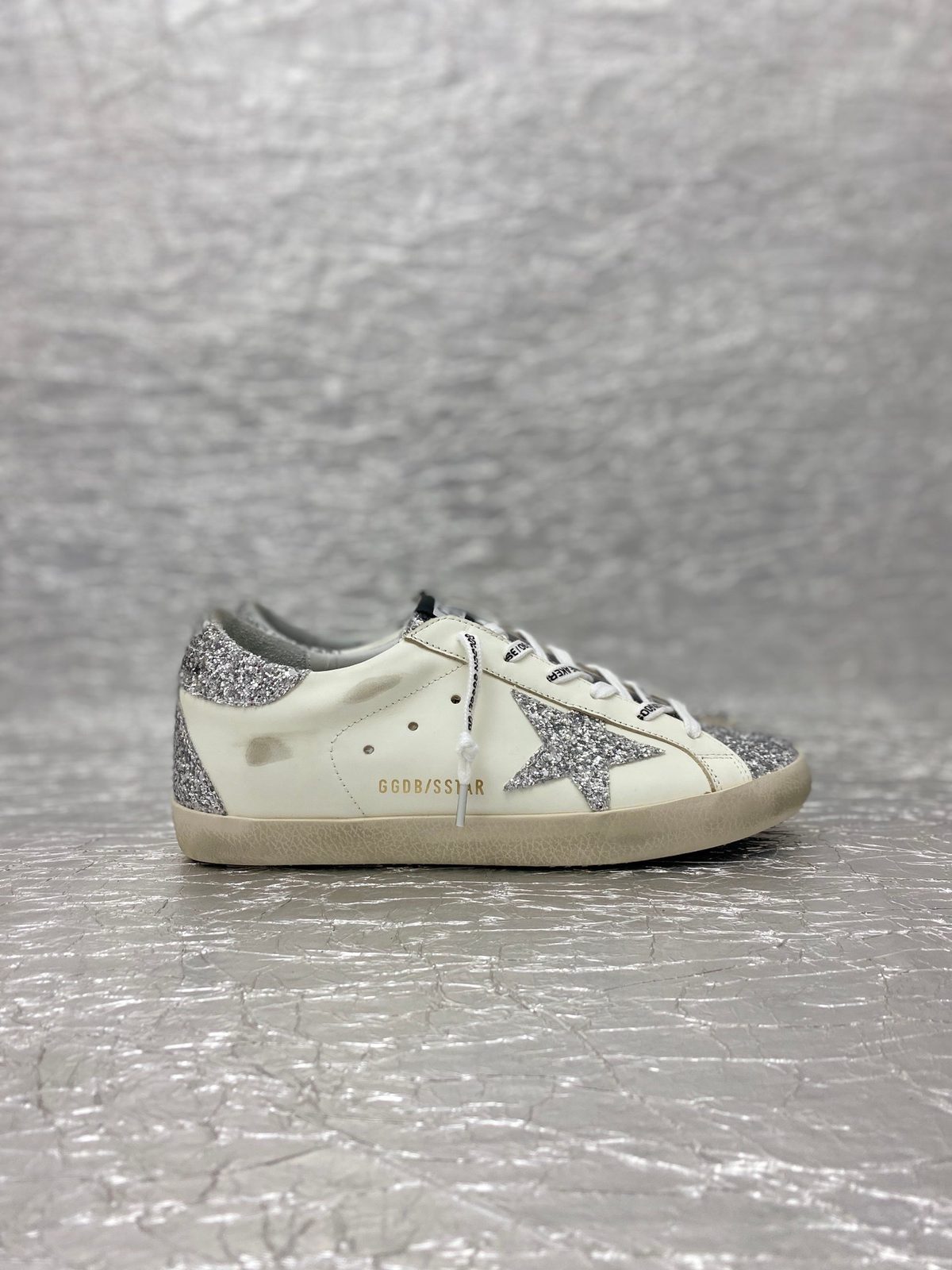 Golden Goose Super-Star White Silver Glitter