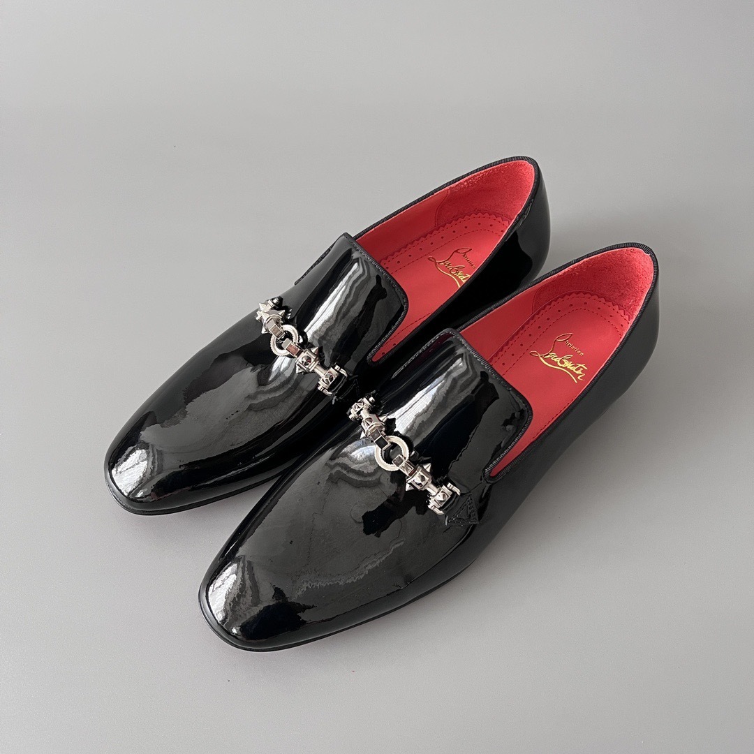 Louboutin Patent Leather Loafer with Chain Detail