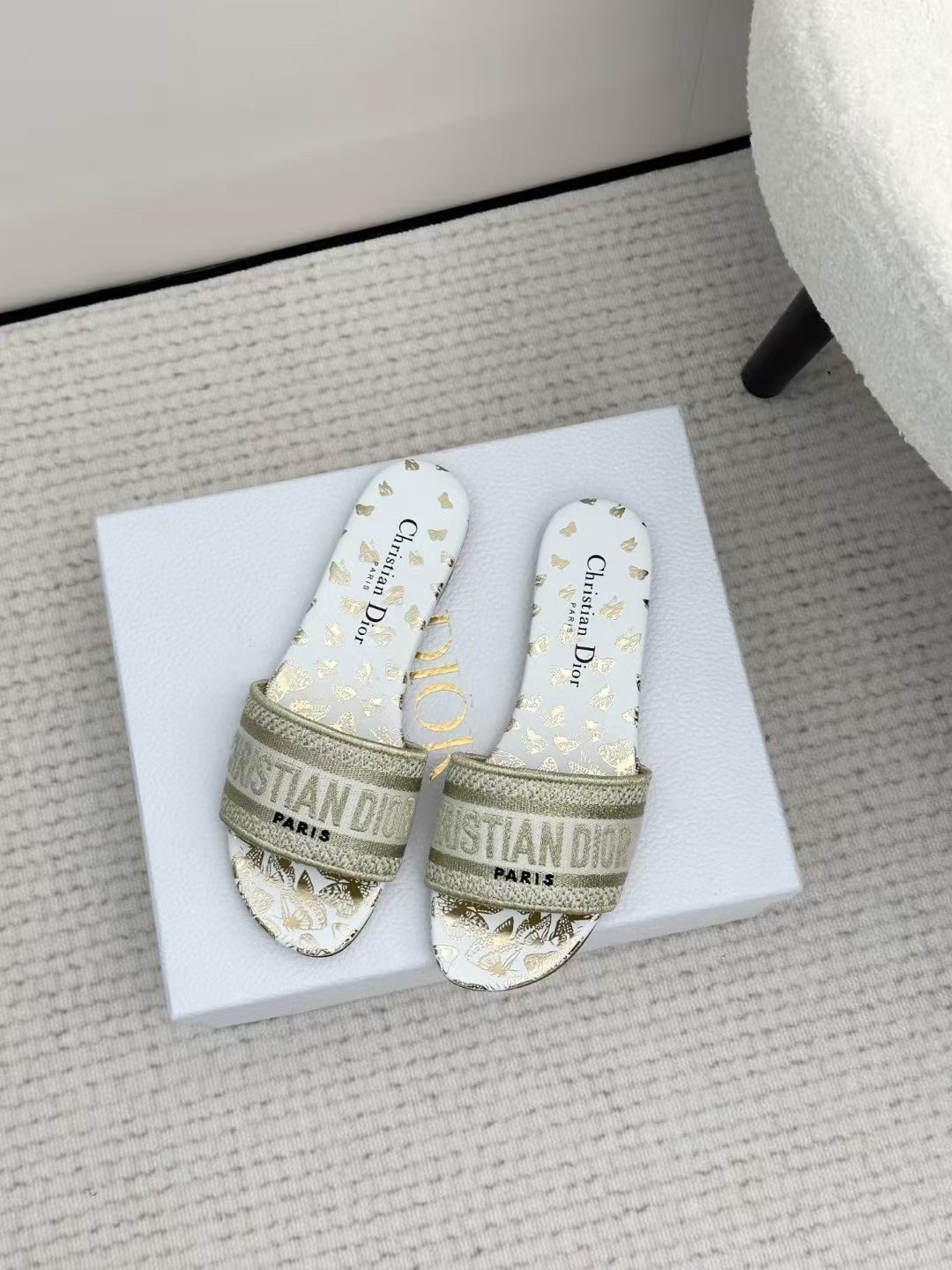 Christian Dior Toile de Jouy Slide Sandals