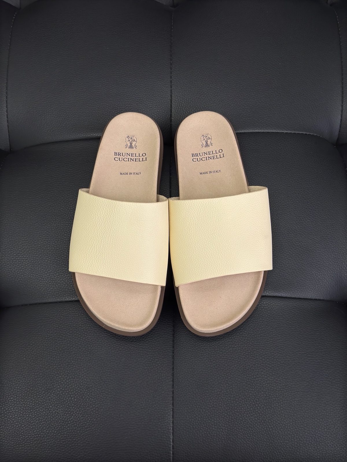 Brunello Cucinelli Leather Slide Sandals