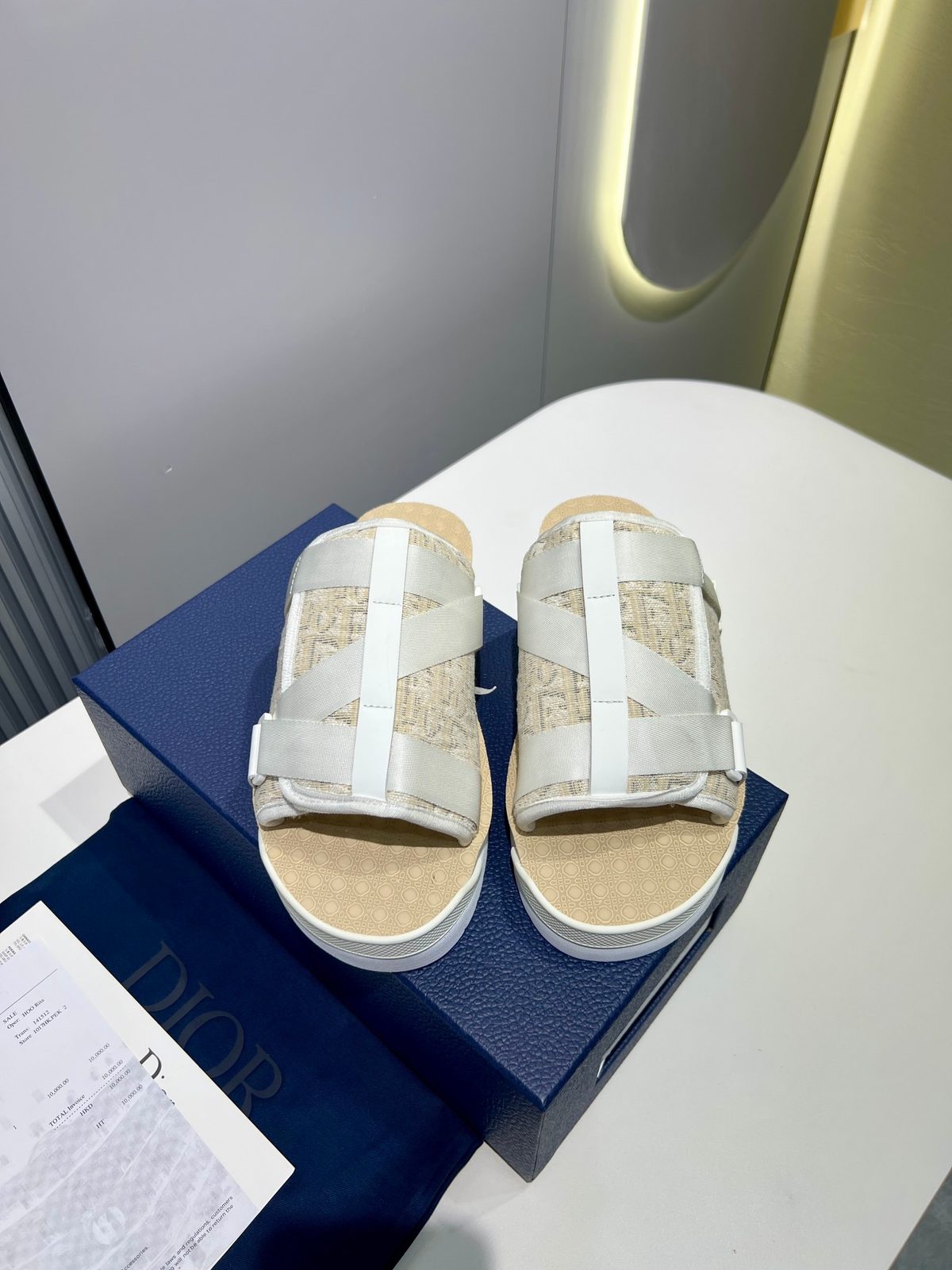 Dior Oblique Canvas Slide Sandals