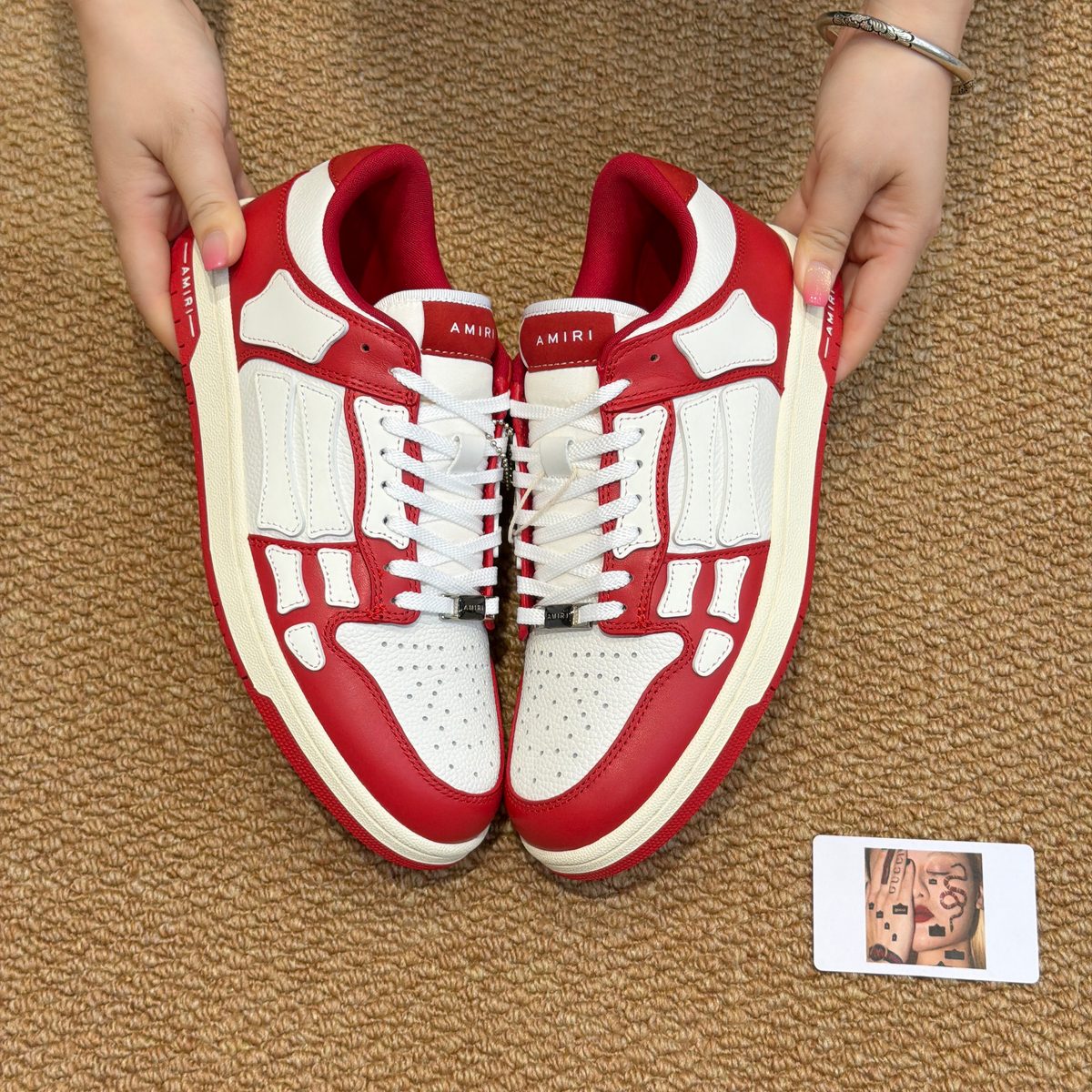 Amiri Leather Low-Top Sneakers Red White