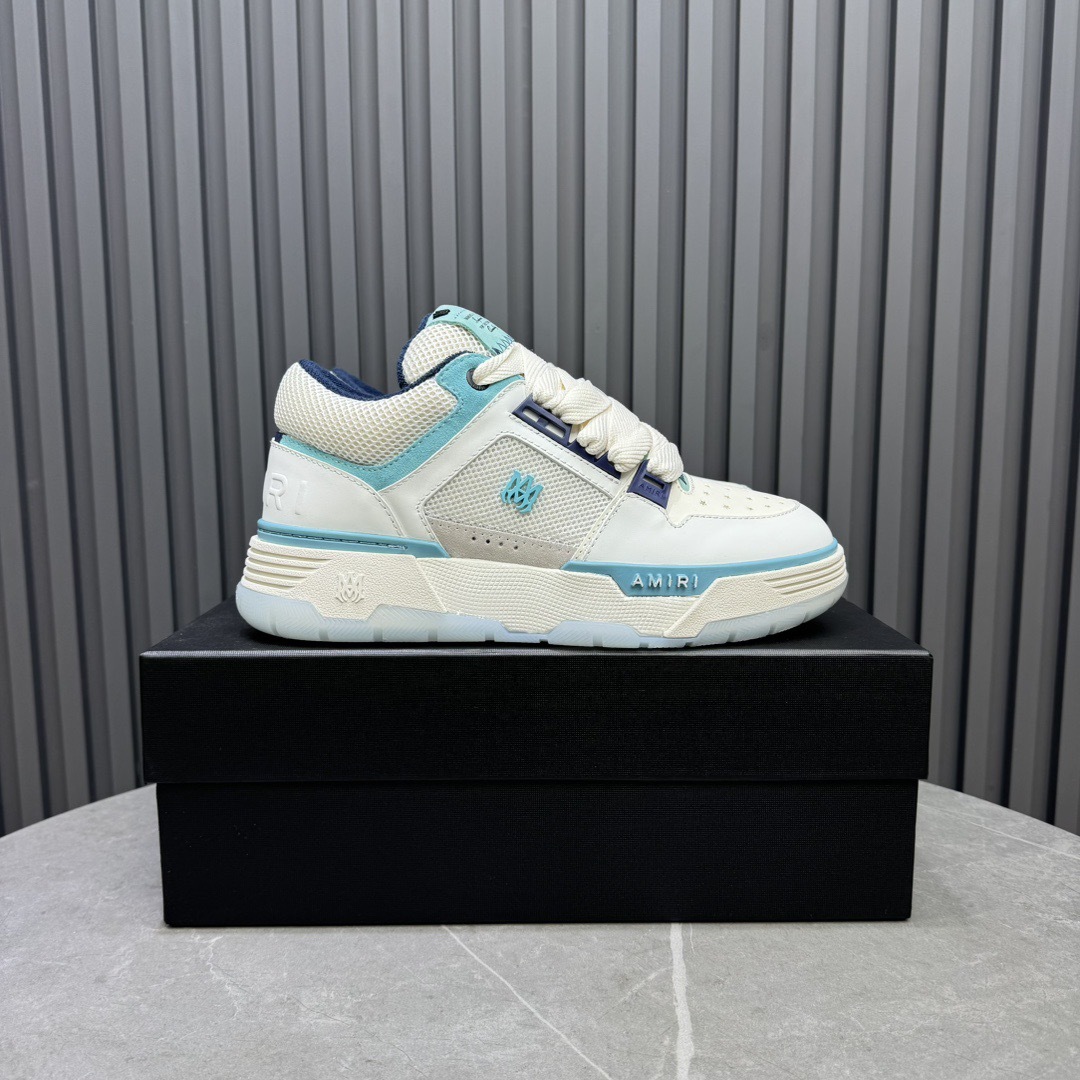 AMIRI Leather Low-Top Sneakers White Blue