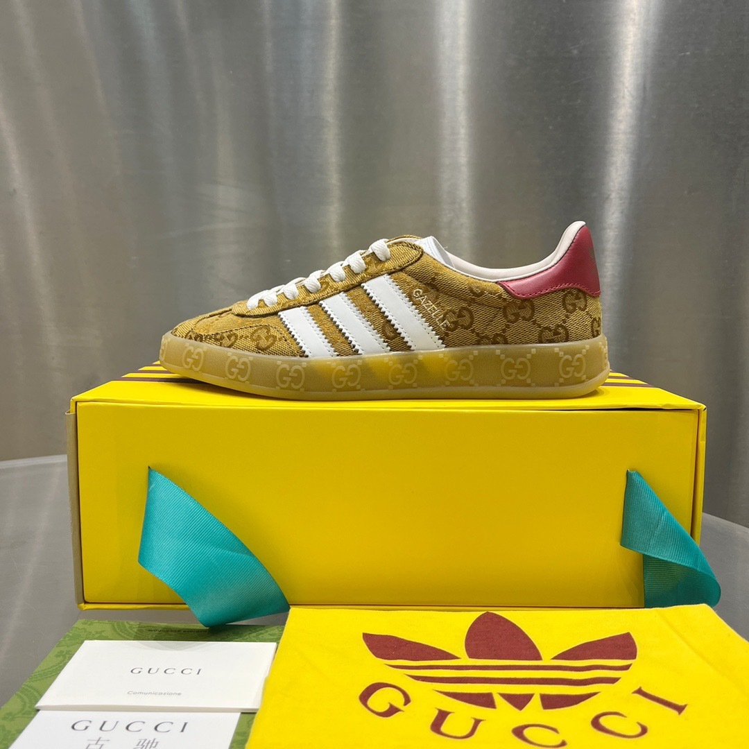 Gucci x Adidas Gazelle GG Canvas Gold White Red
