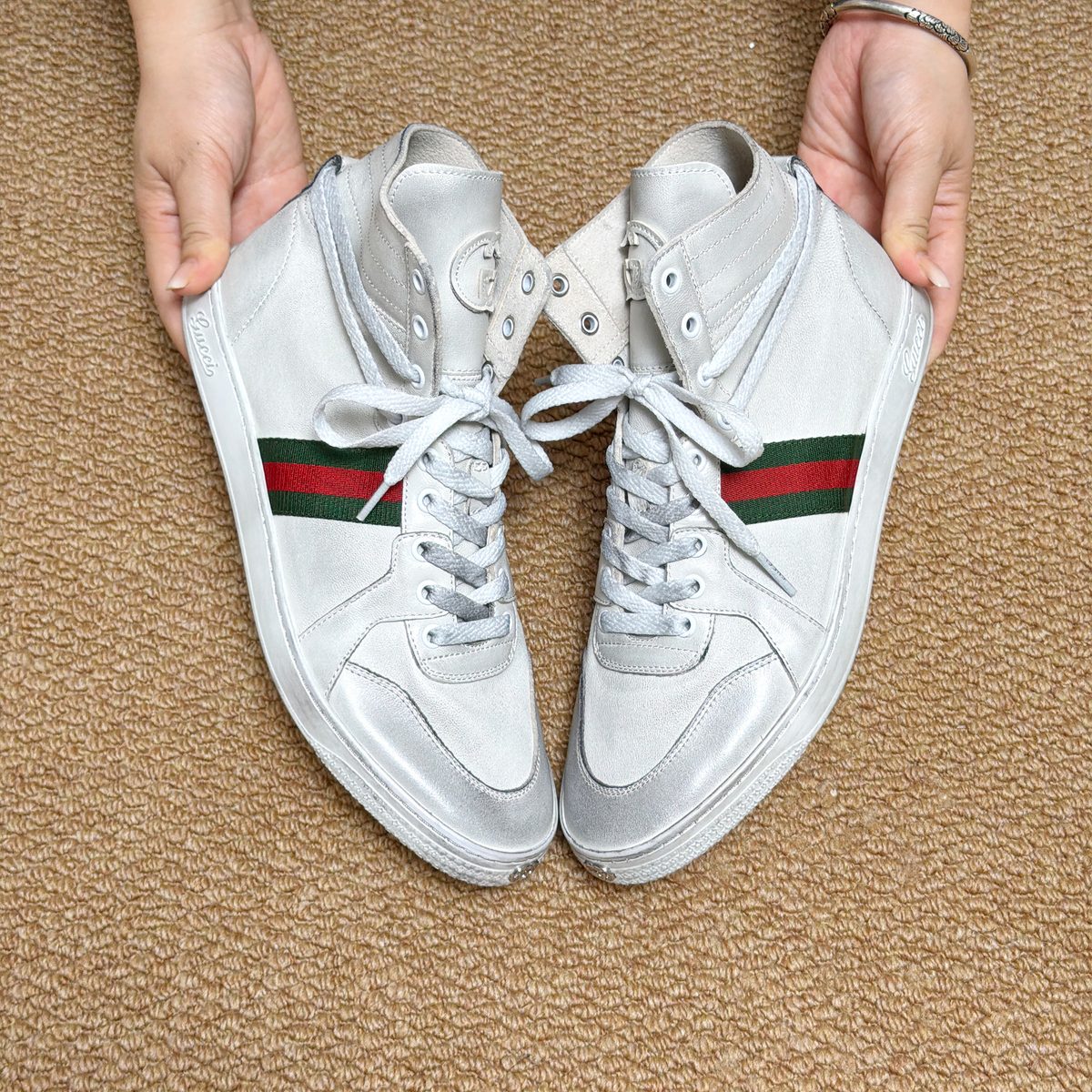 Gucci Web Stripe High-Top Sneakers