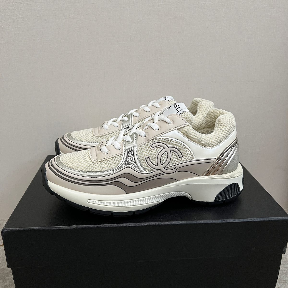 Chanel CC Logo Mesh Sneakers