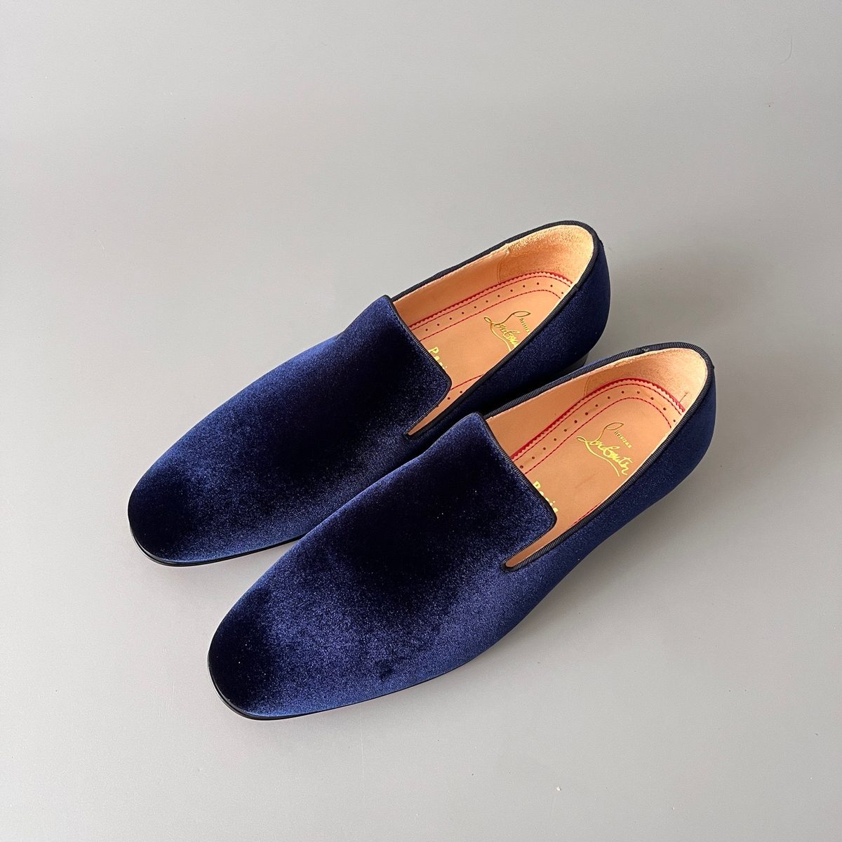 Navy Velvet Loafer Slippers