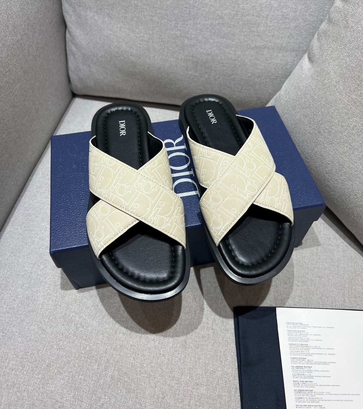 Dior Oblique Cross Slide Sandals