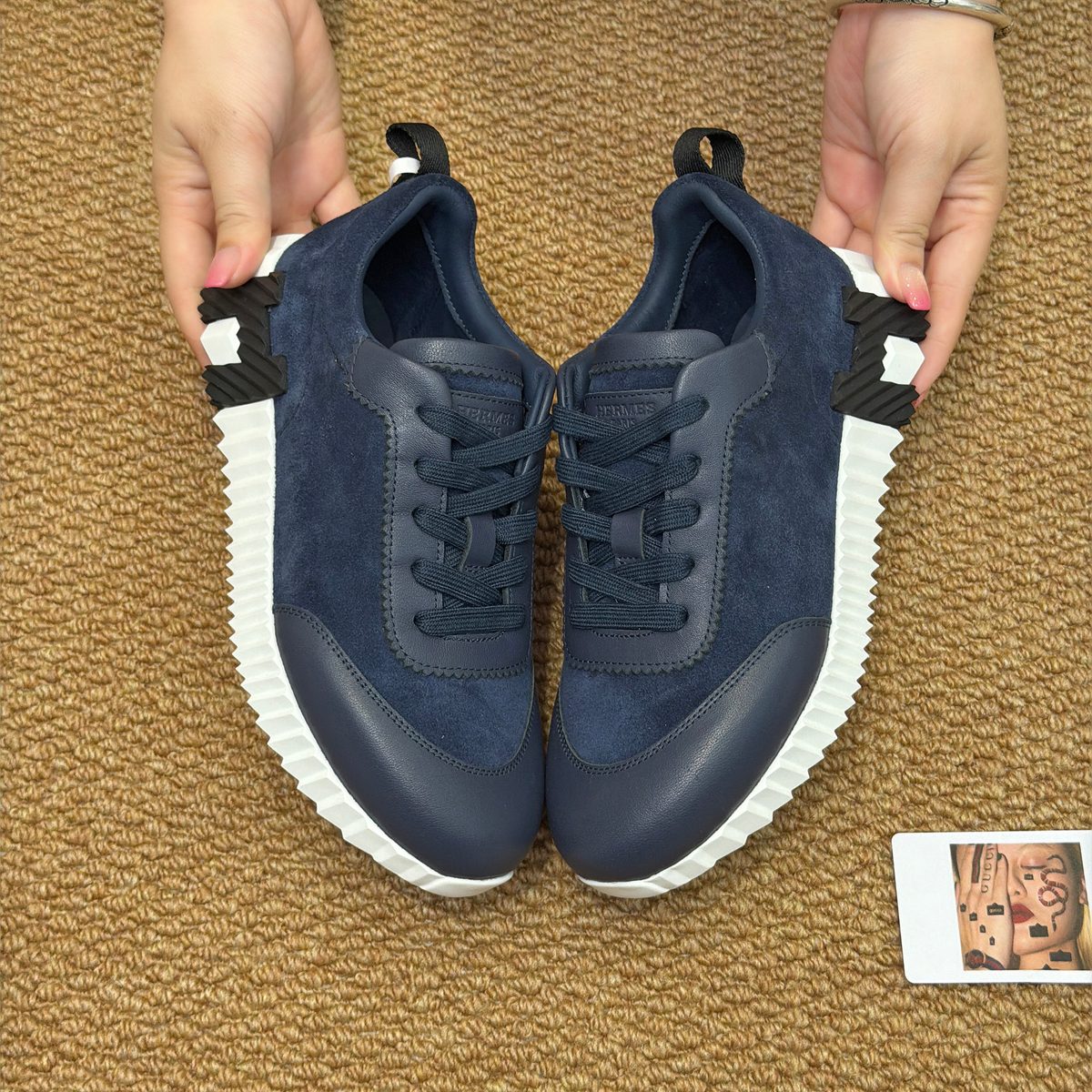 Unknown Brand Navy Suede/Leather Sneaker with White Sole