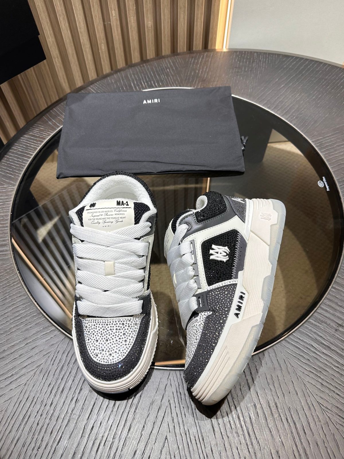 AMIRI MA-1 Crystal Embellished High-Top Sneakers