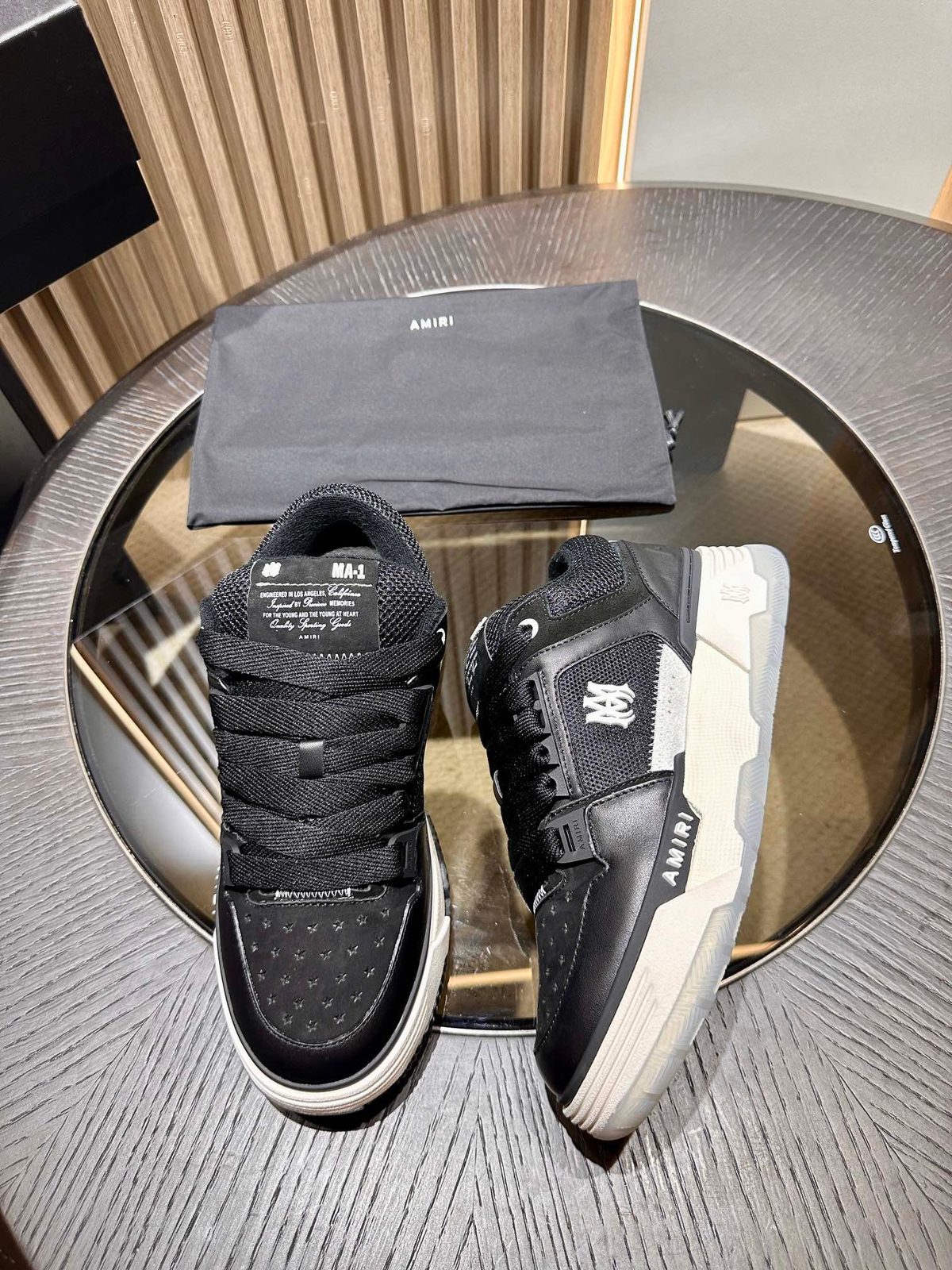 Amiri MA-1 Black Leather High-Top Sneakers