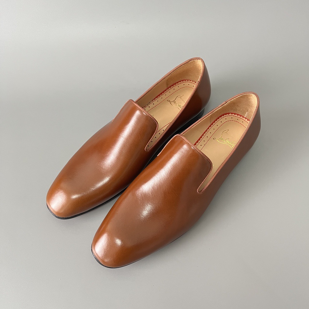 Loro Piana Brown Leather Loafer Shoes