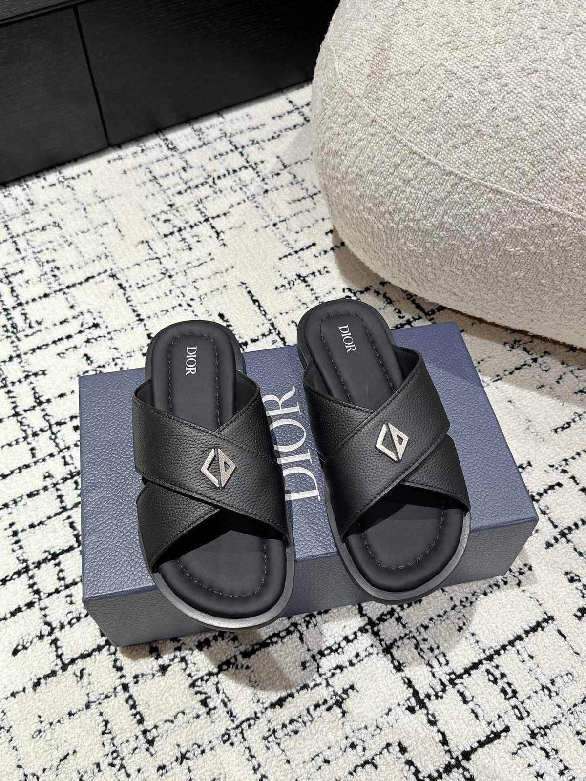 Dior Crossover Leather Slide Sandals