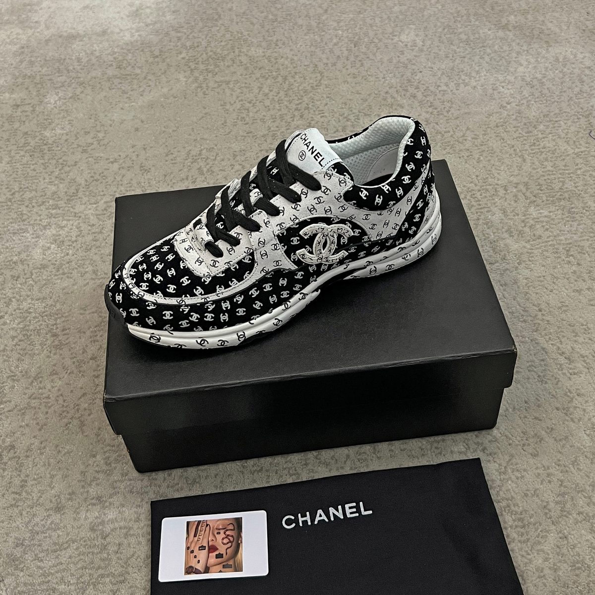 Chanel CC Monogram Canvas Sneakers