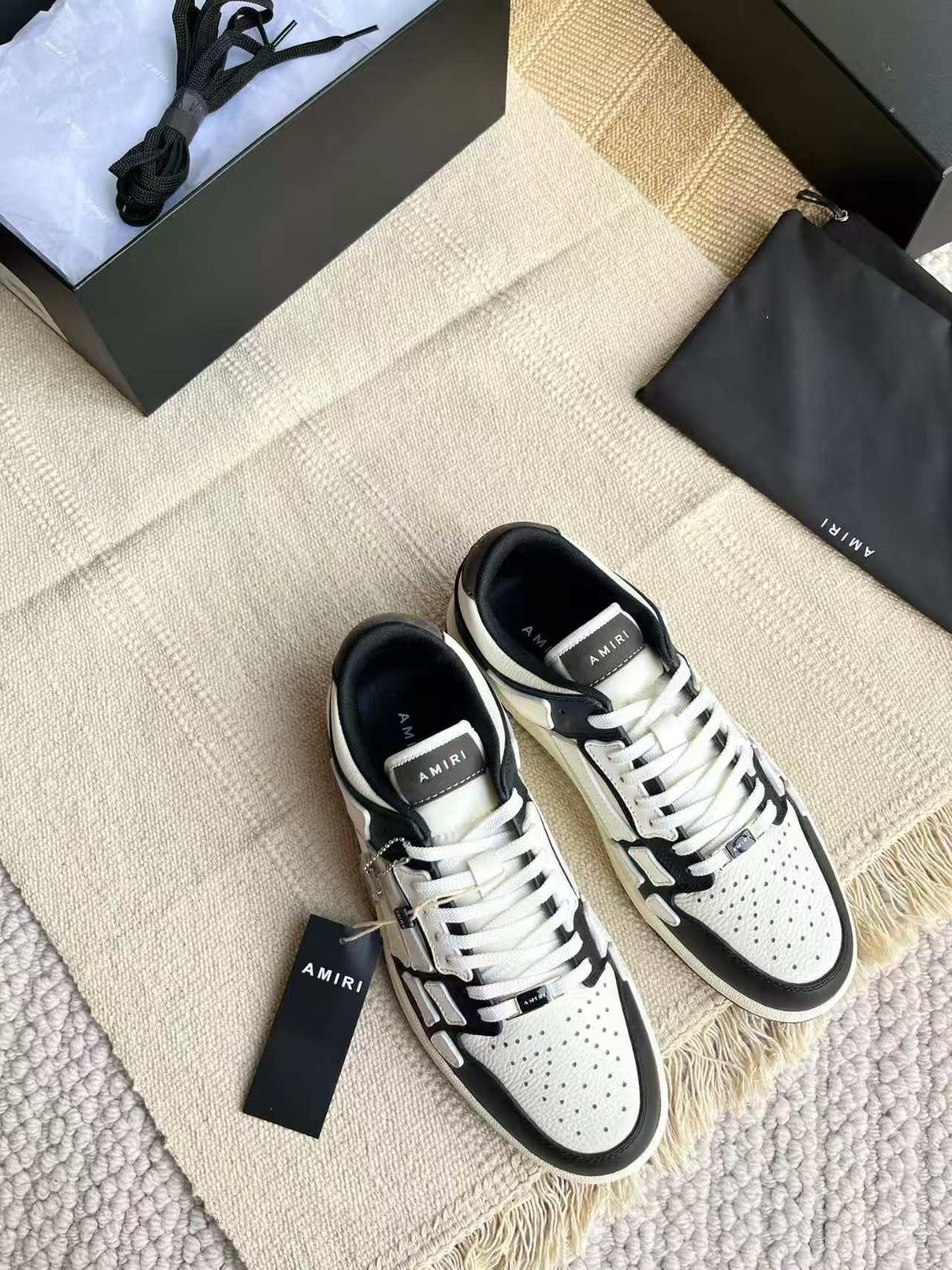 AMIRI Black and White High-Top Sneakers