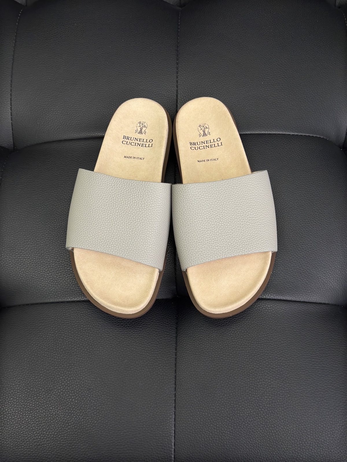 Brunello Cucinelli Leather Slide Sandals