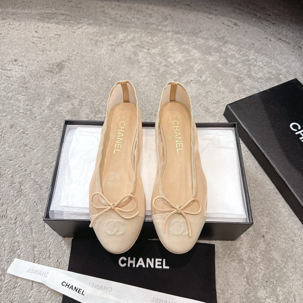 Chanel Beige Ballet Flat Shoes