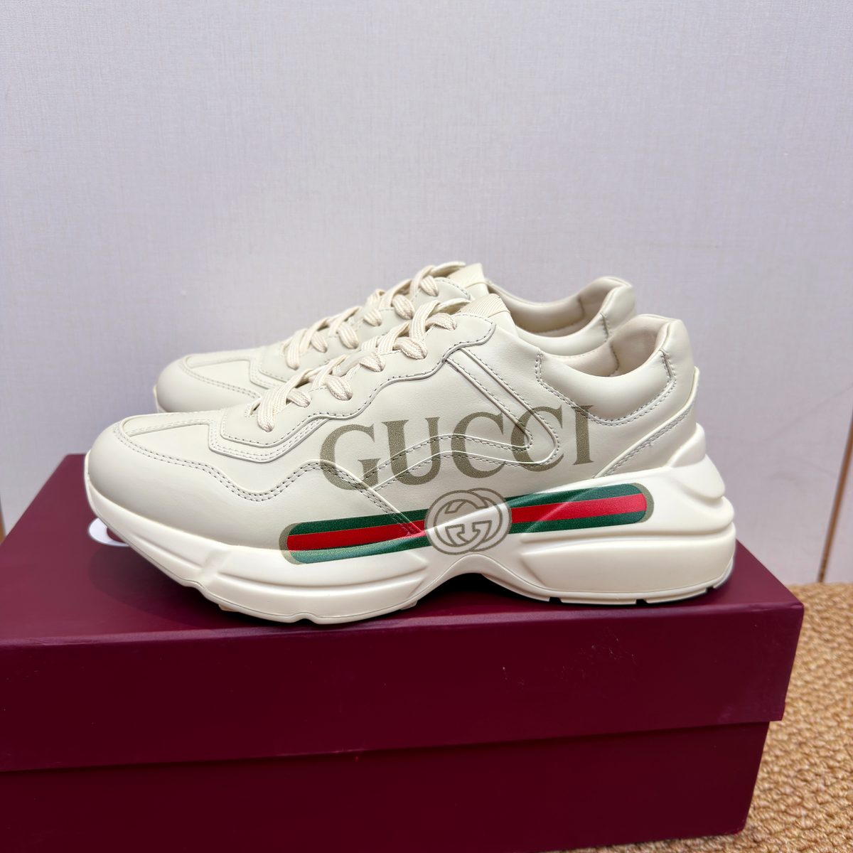 Gucci Rhyton White with Green/Red Web Stripe
