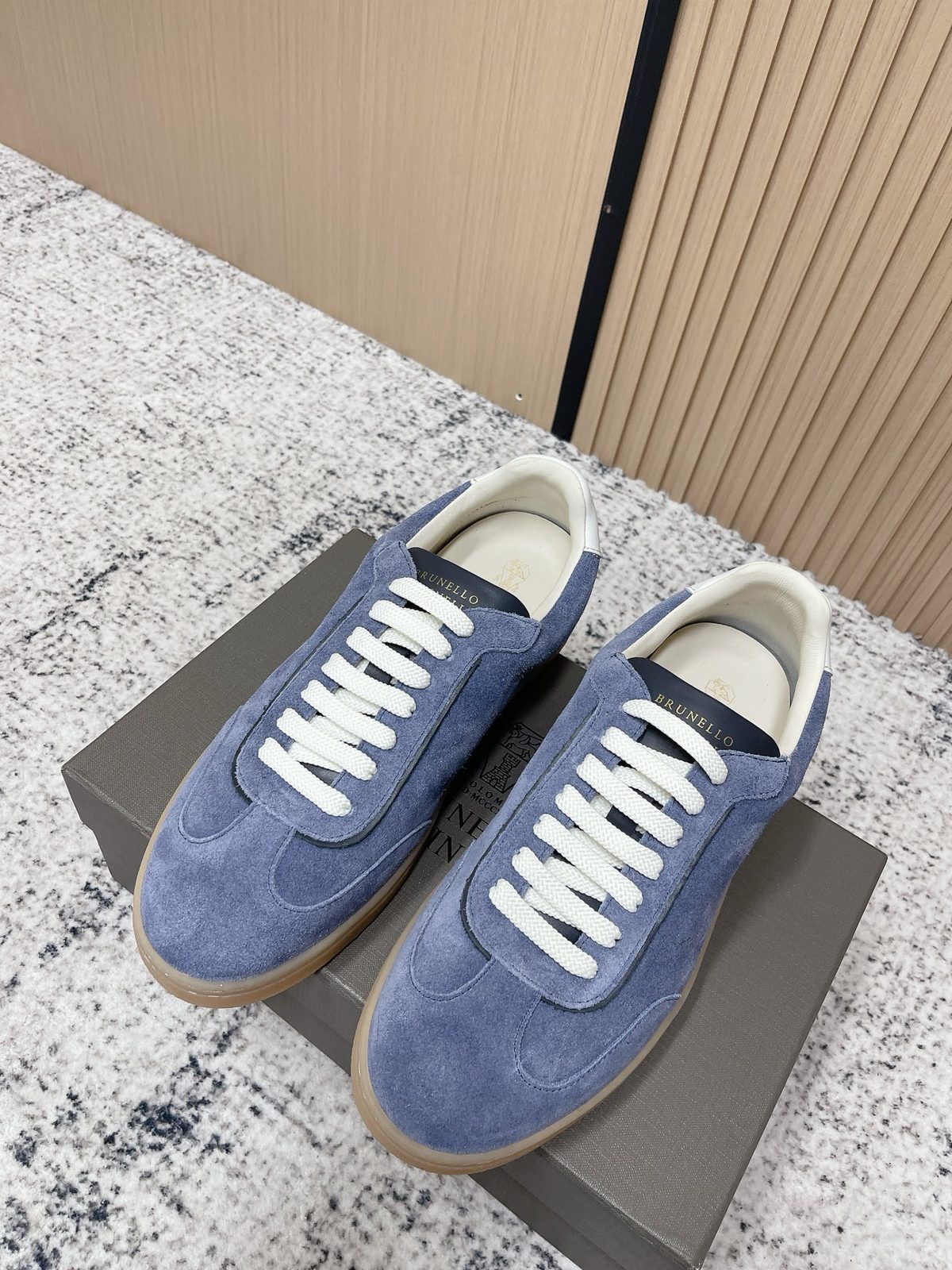 Brunello Cucinelli Suede Low-Top Sneaker Blue