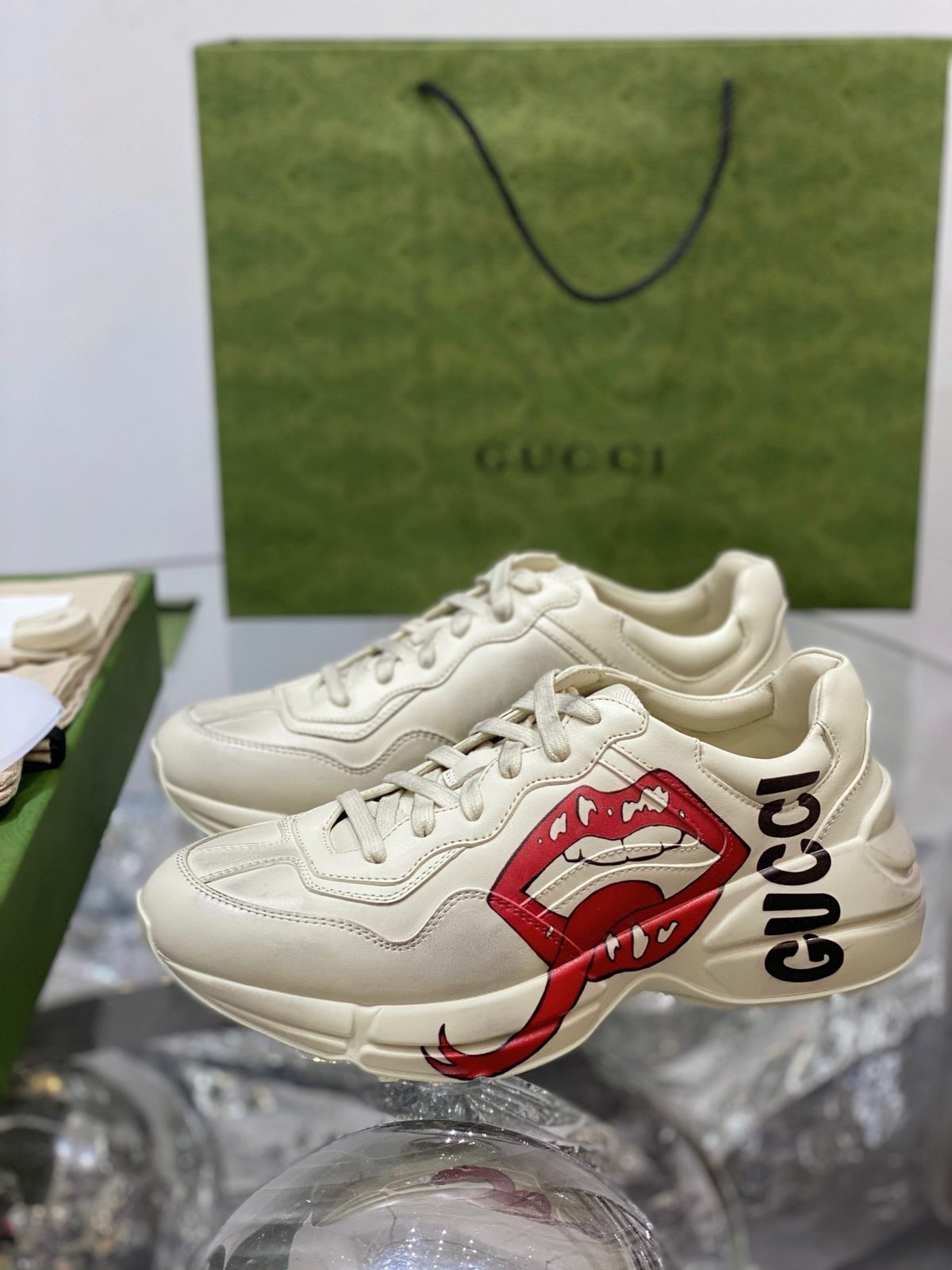 Gucci Rhyton Leather Sneaker Cream/Off-White