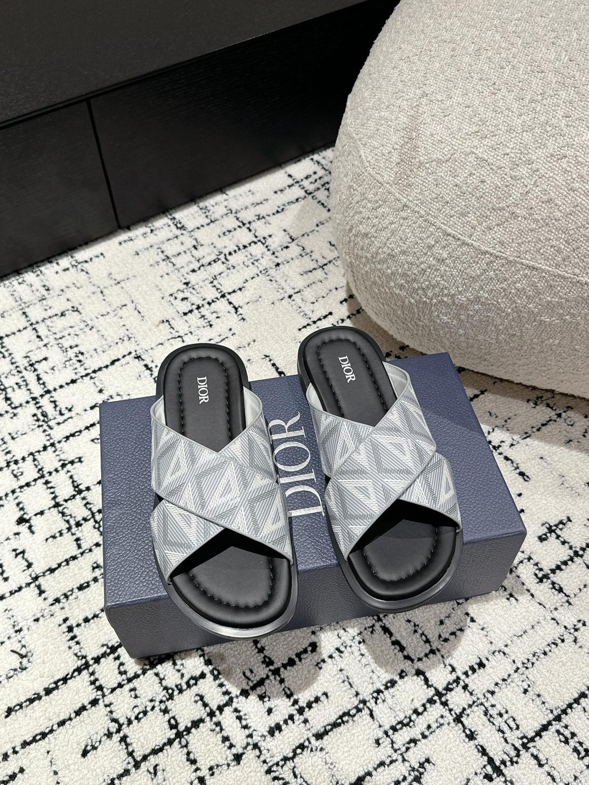 Dior Oblique Crossover Slide Sandals
