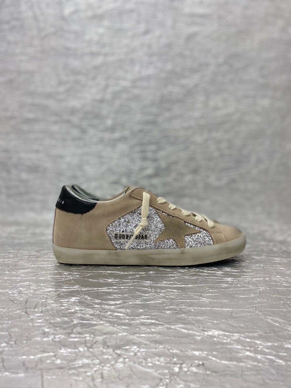 Golden Goose Super-Star Leather Suede Silver Glitter