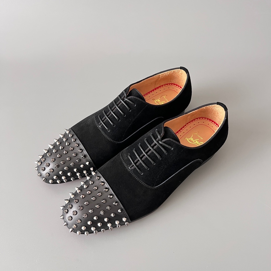 Christian Louboutin Spike Suede Oxford Shoes
