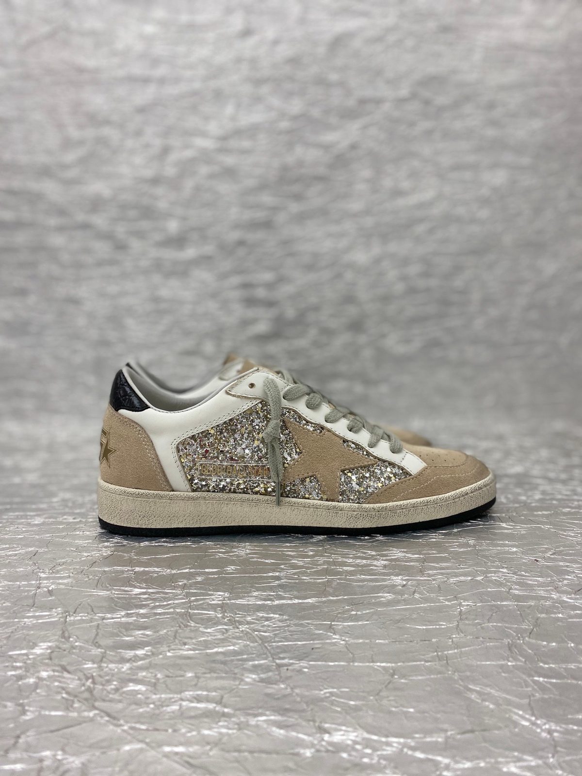 Golden Goose Ball Star Glitter Beige White