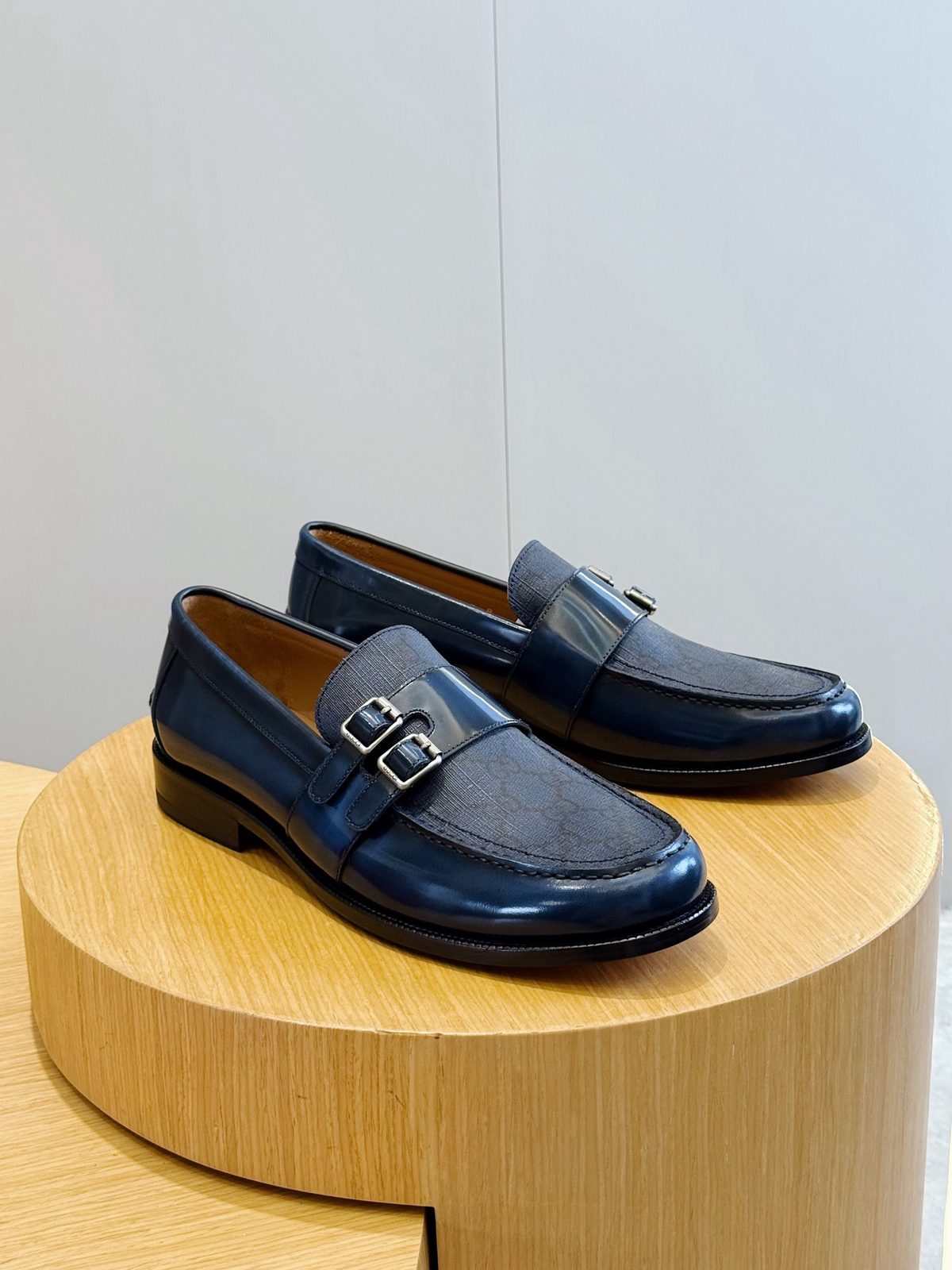Luxury Men's Double Buckle Loafer Navy