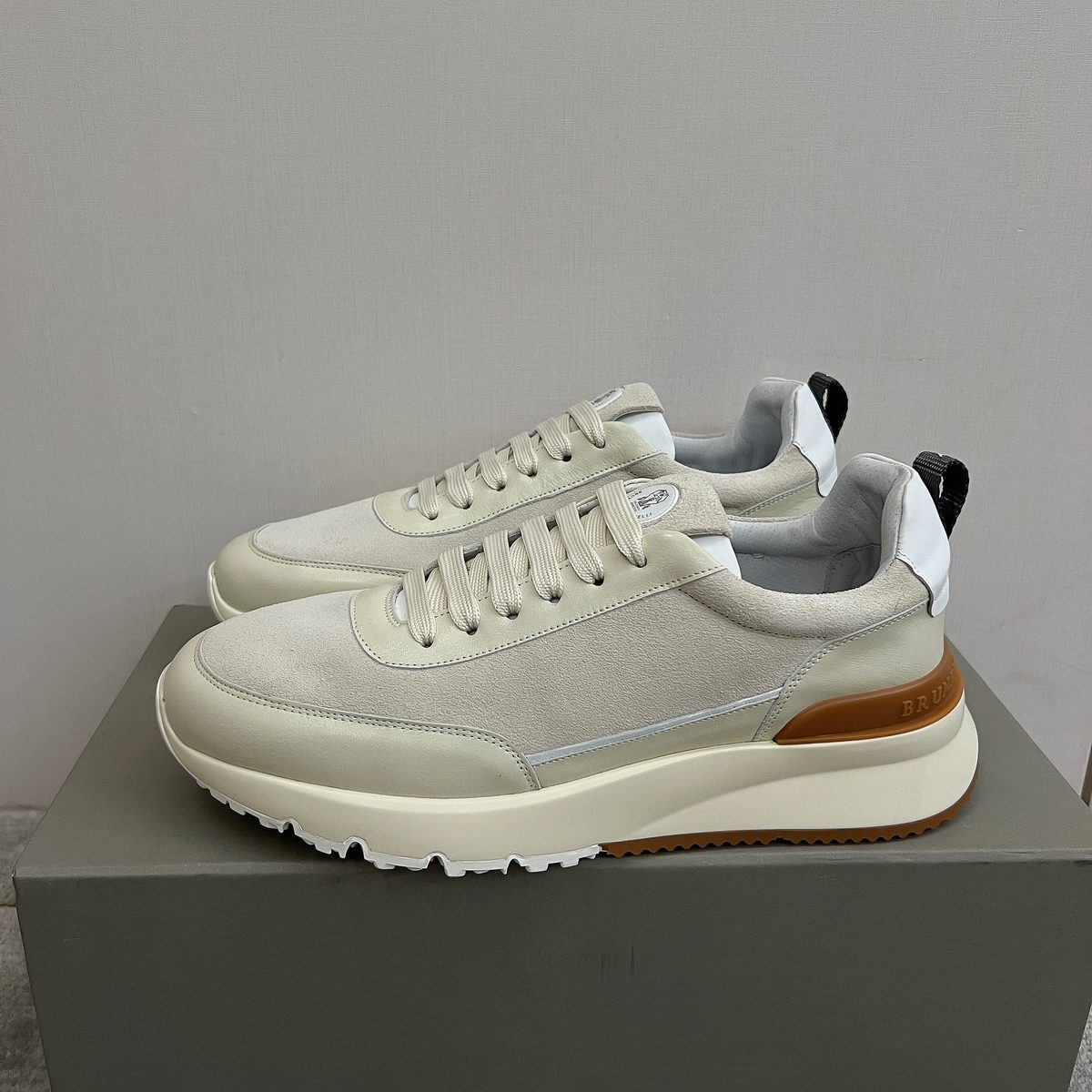 Brunello Cucinelli Low-Top Leather Sneaker Cream/Tan