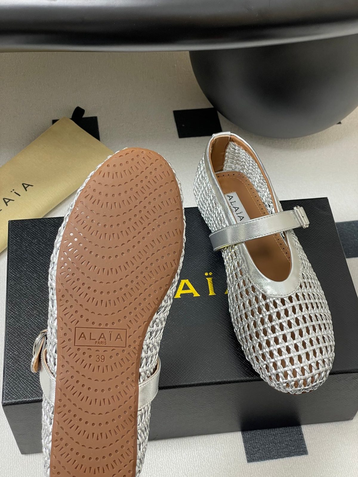 Alaïa Woven Mesh Mary Jane Flat