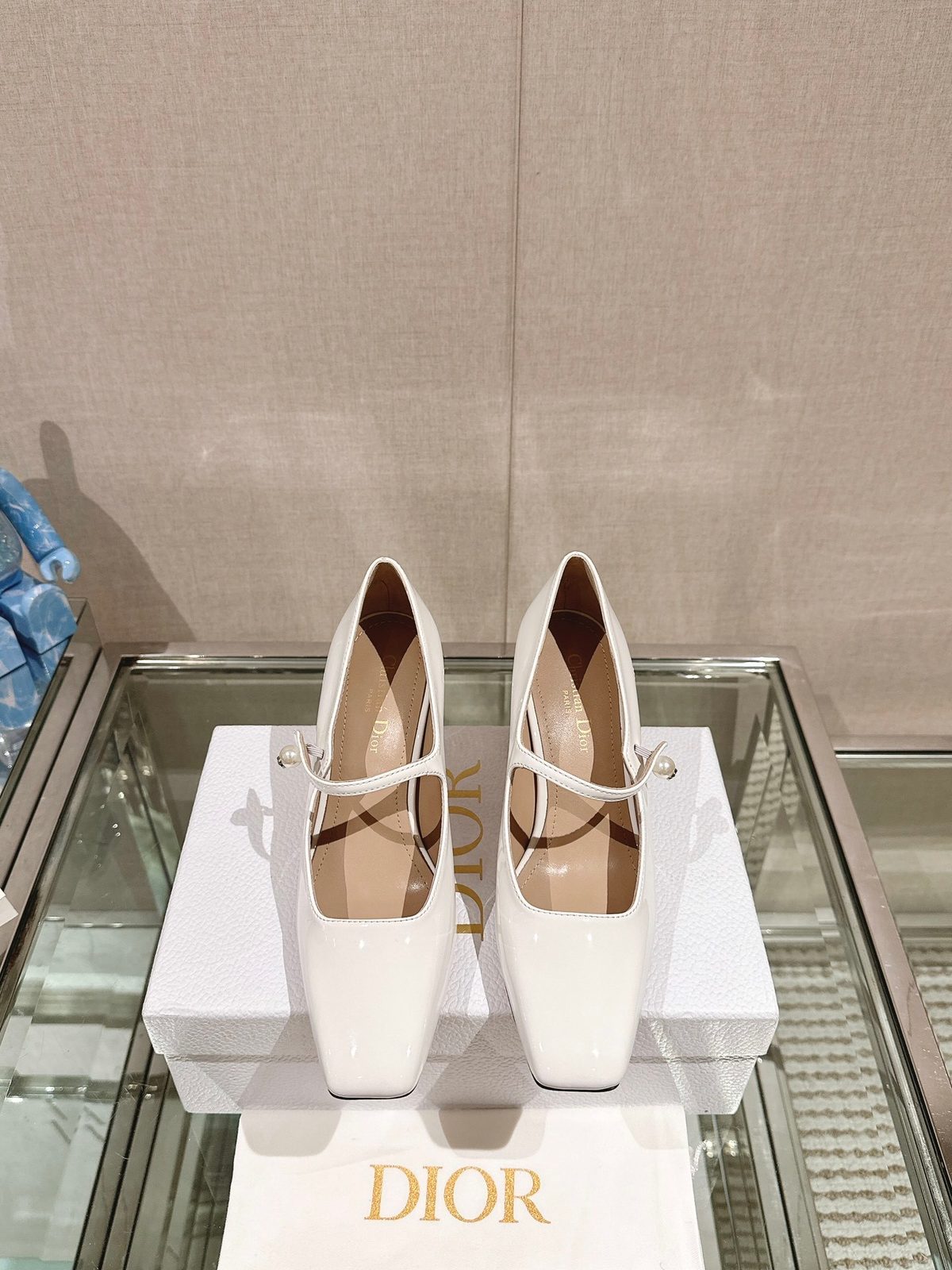 Dior Ballet Pointe Mary Jane Heels White