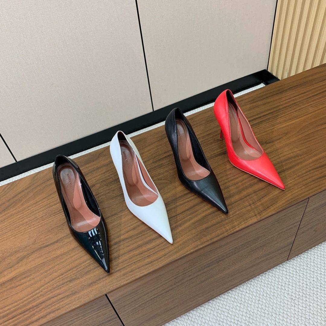 Amina Muaddi Pointed Toe Patent Pumps