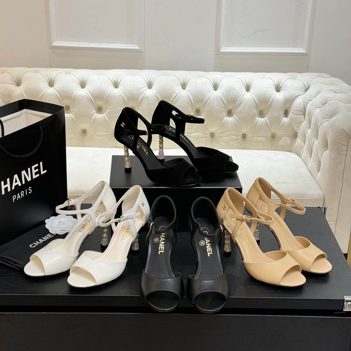 Chanel Pearl Heel Platform Sandals Collection