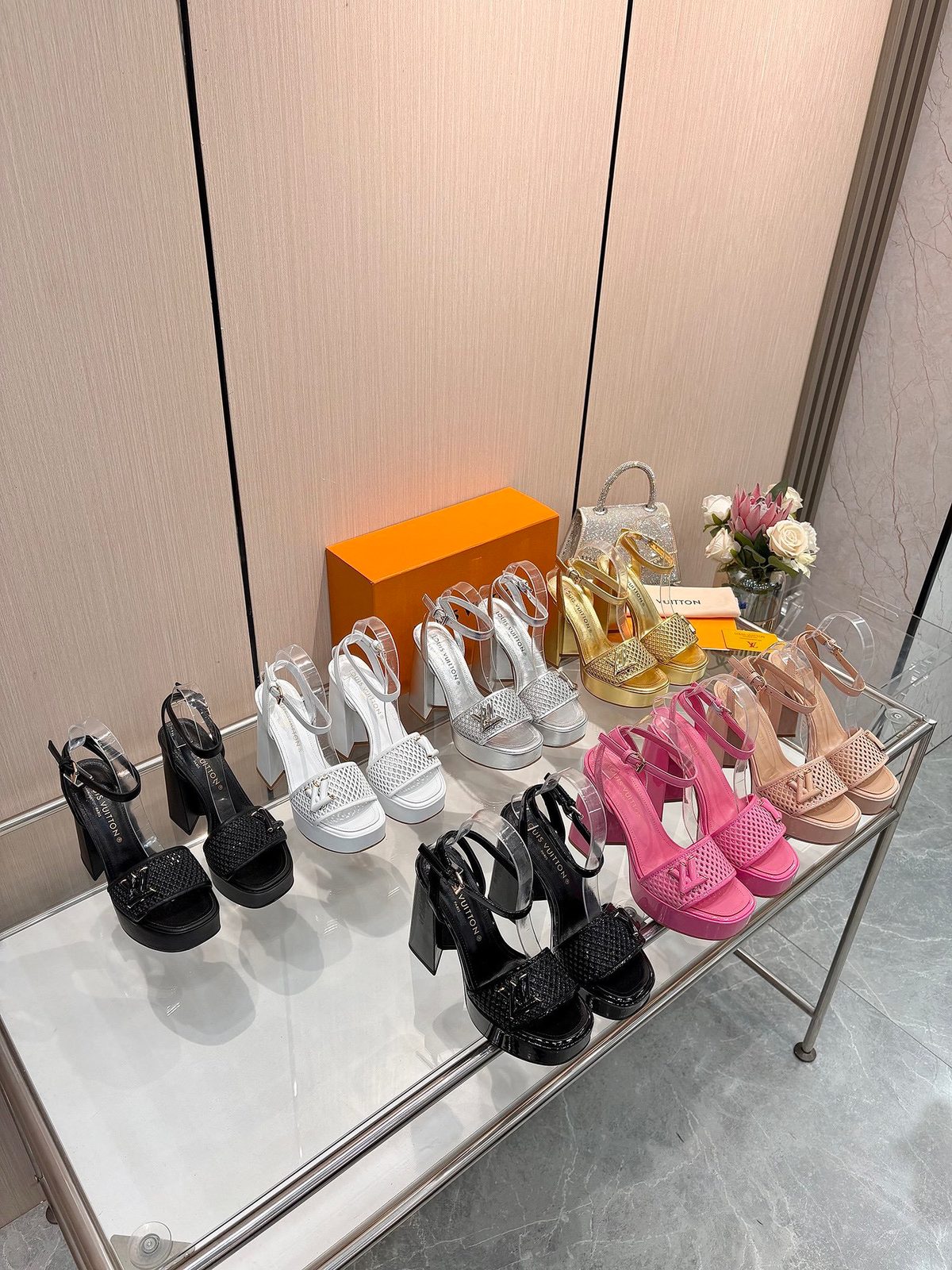 Louis Vuitton Perforated Platform Block Heel Sandal