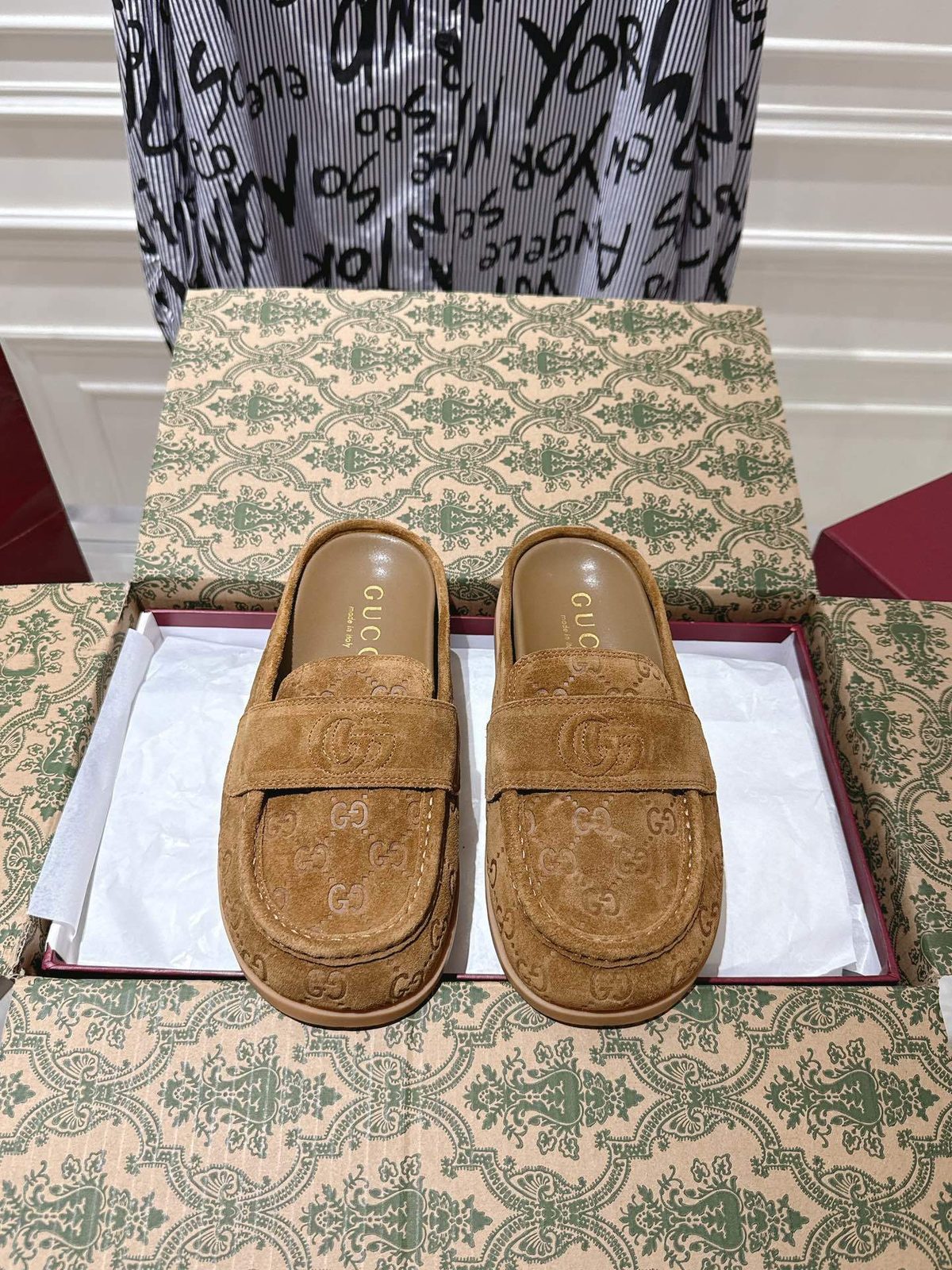 Gucci GG Suede Loafer Mules
