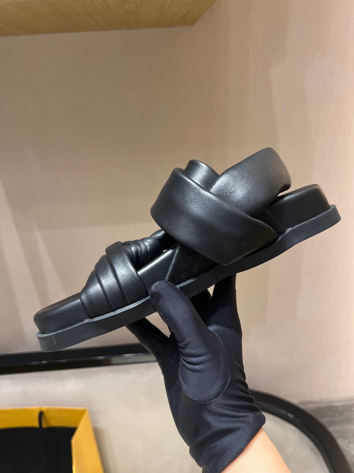 Fendi Padded Leather Slide Sandal