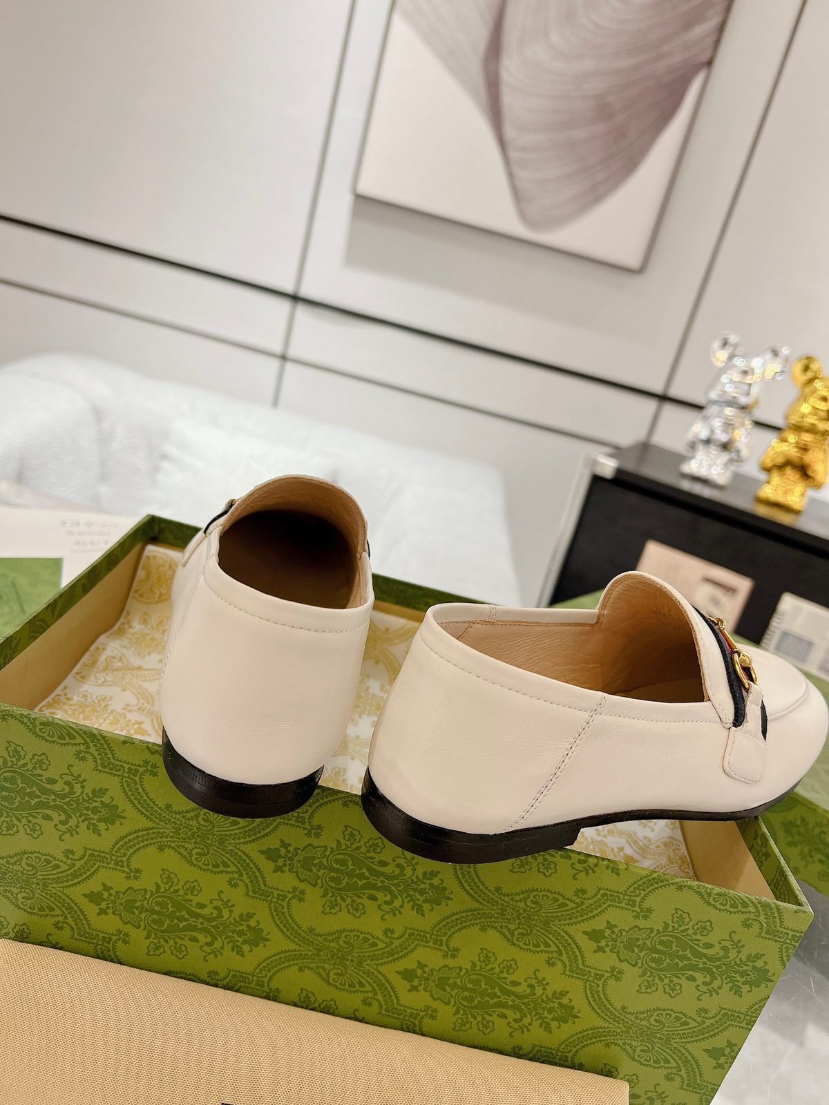 Gucci Horsebit Leather Loafer Mules White
