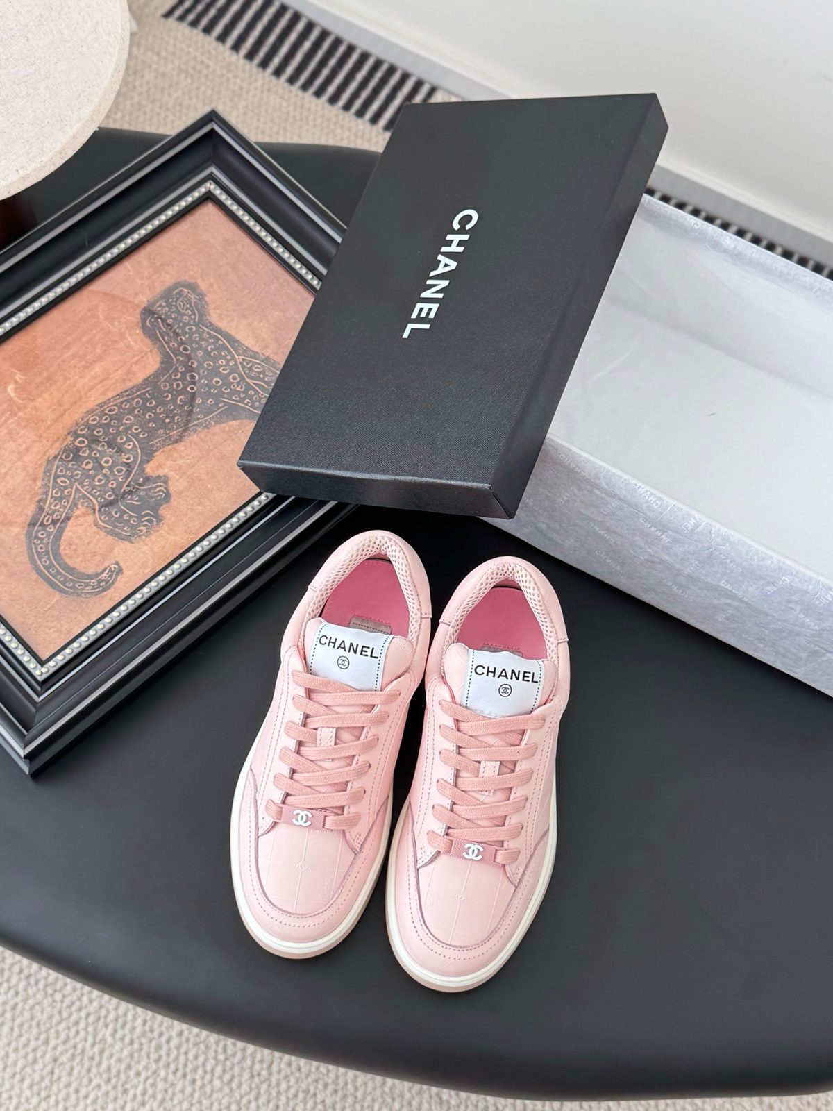 Chanel Quilted Leather Low-Top Sneakers Pink
