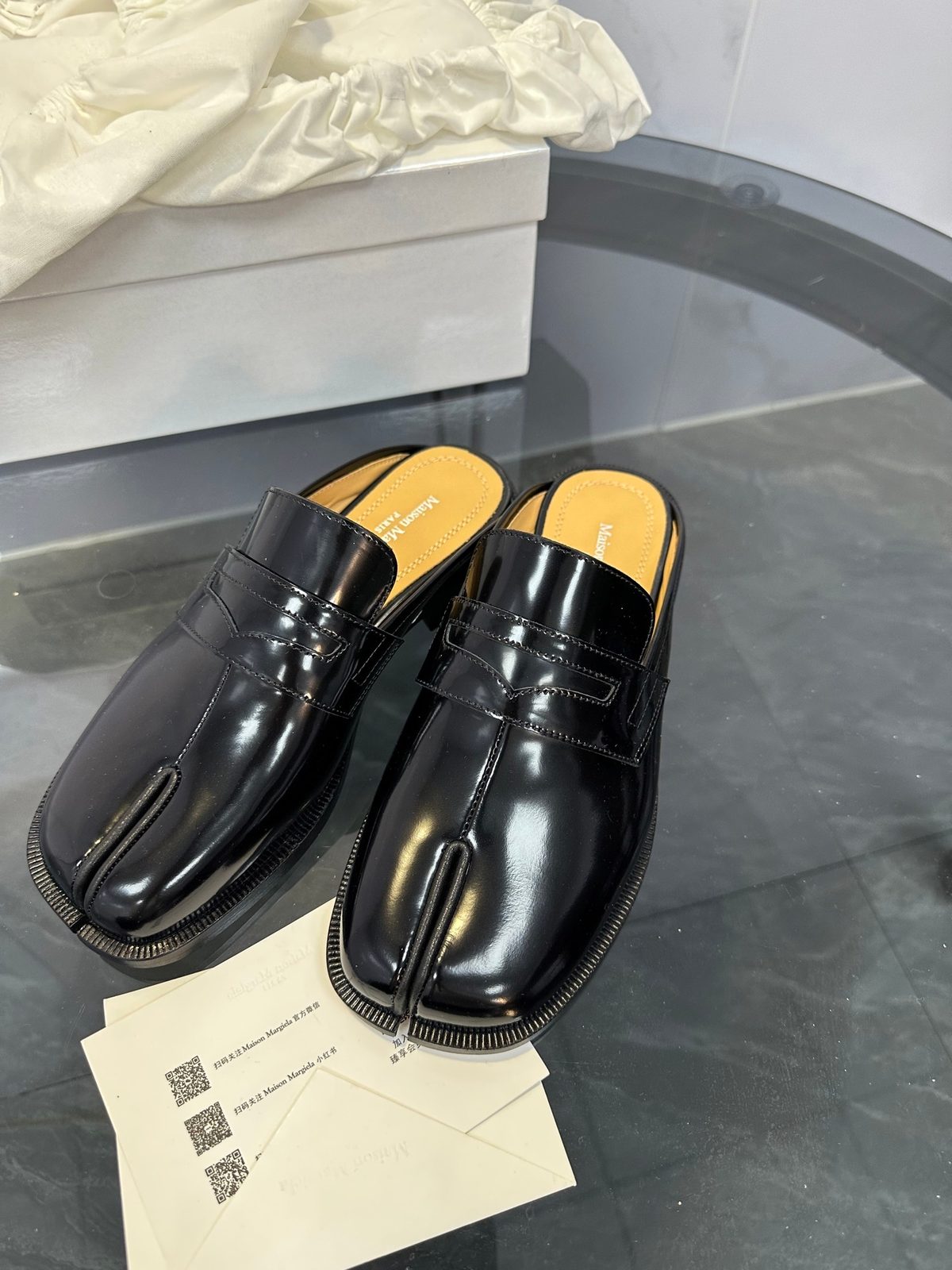 Maison Margiela Black Leather Loafer Mules