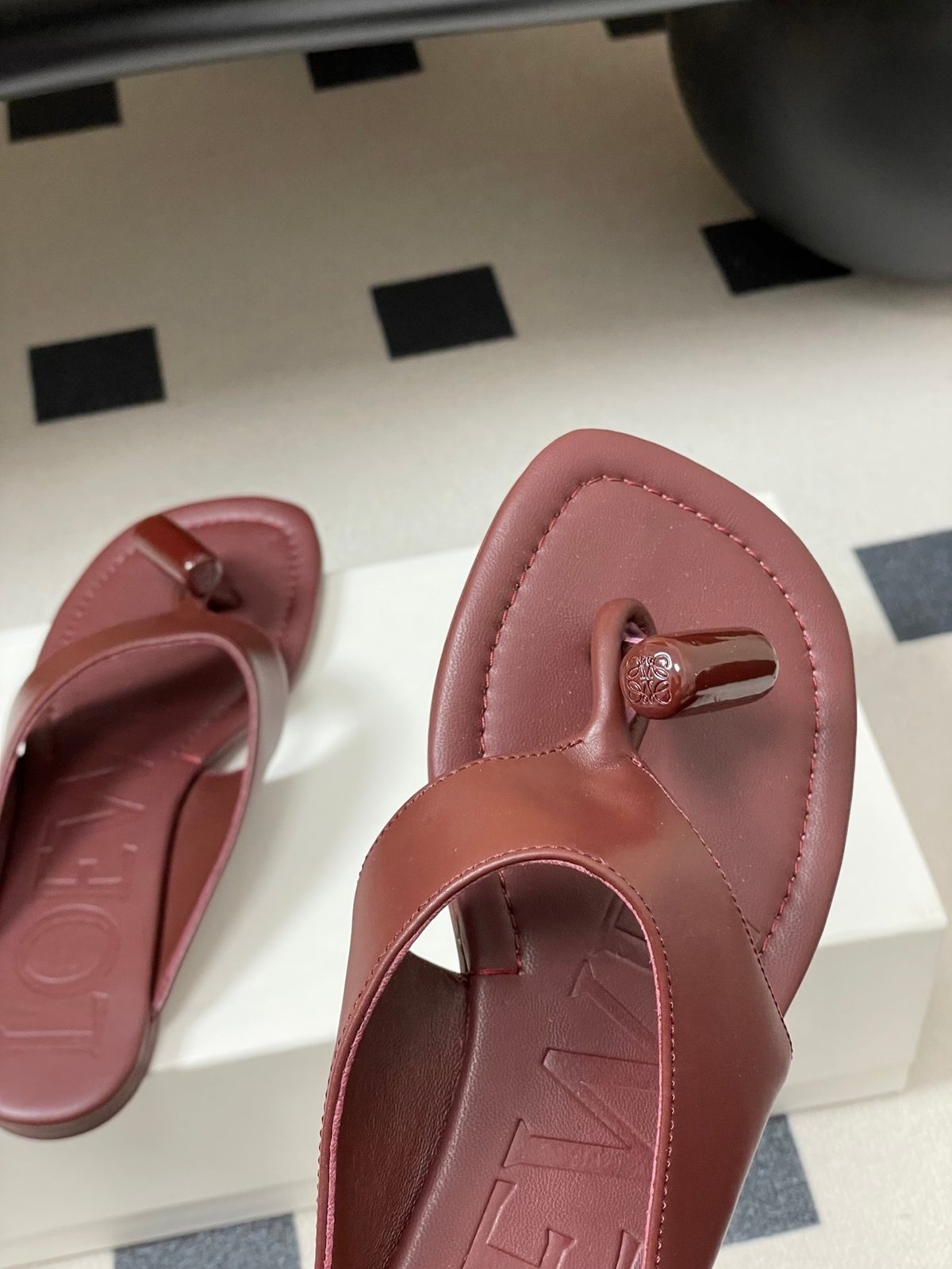 Loewe Leather Tassel Thong Sandals