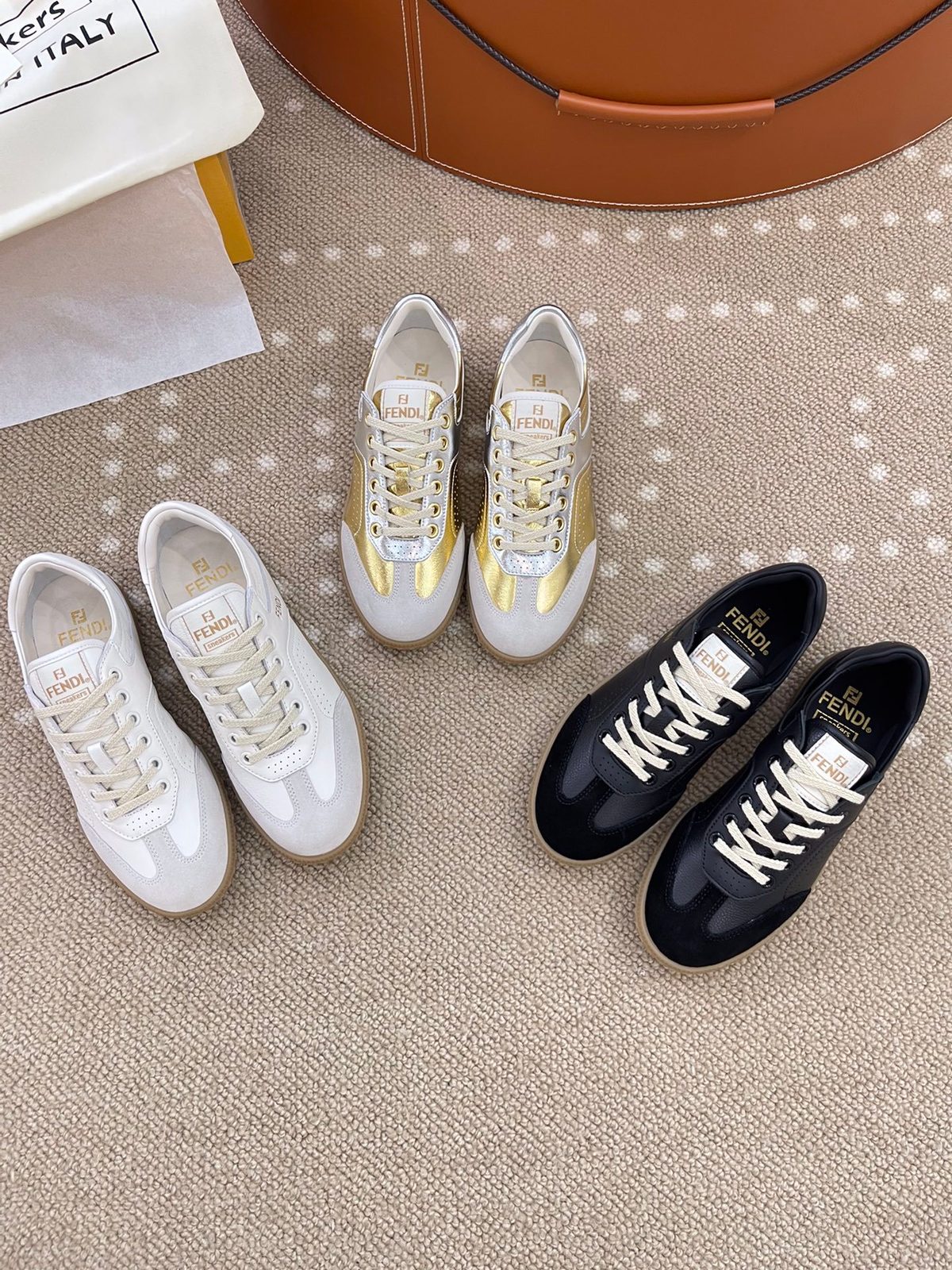 Fendi Leather Low-Top Sneakers