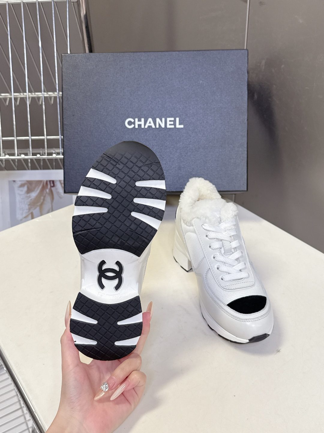 Chanel CC Logo White Sneakers