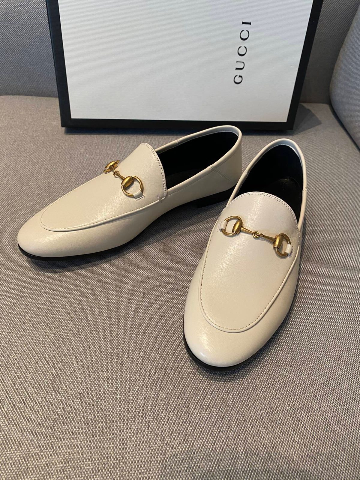 Gucci Horsebit Leather Loafers White